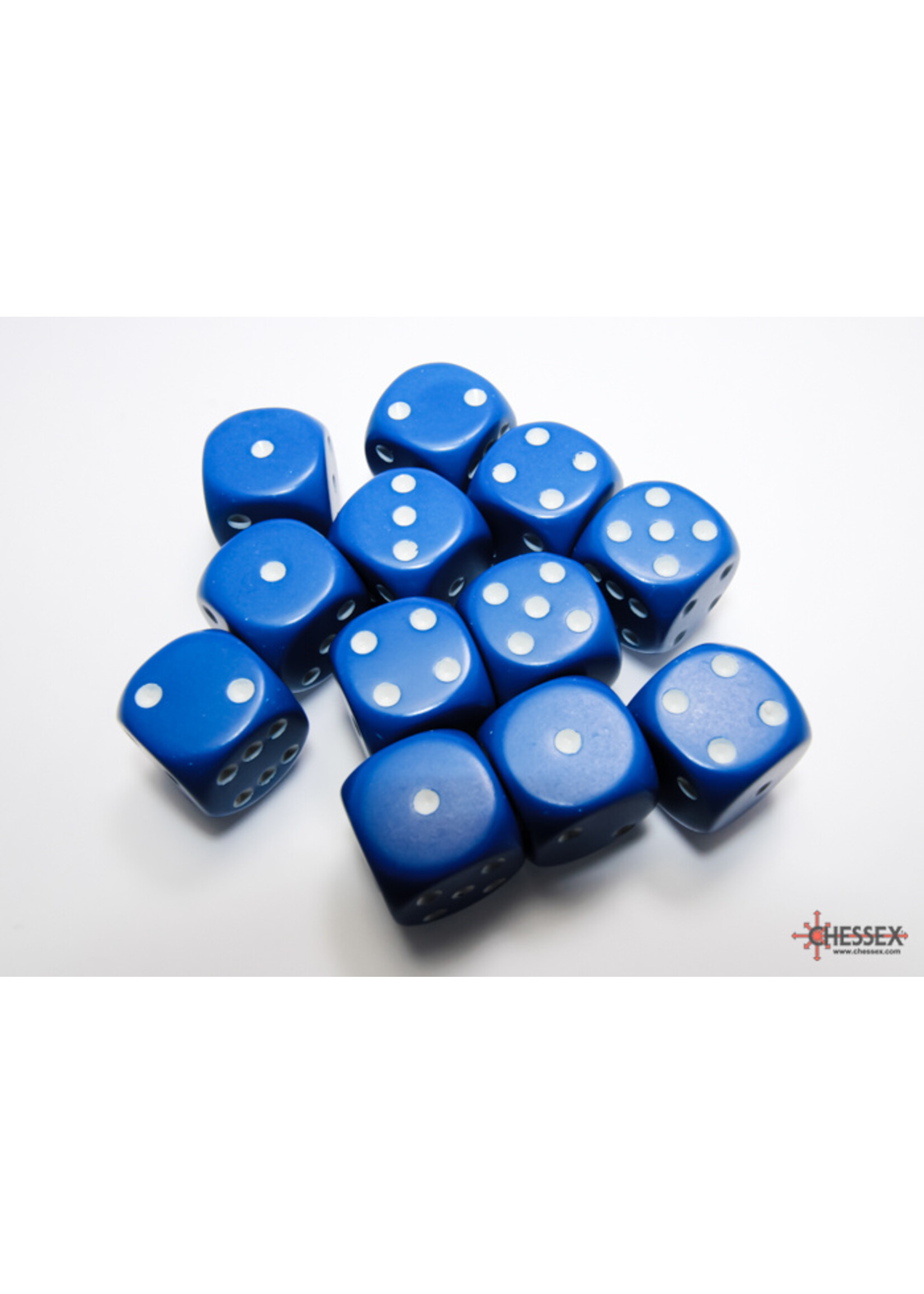 Chessex Chessex 12 x D6 Set Opaque 16mm - Blue/White