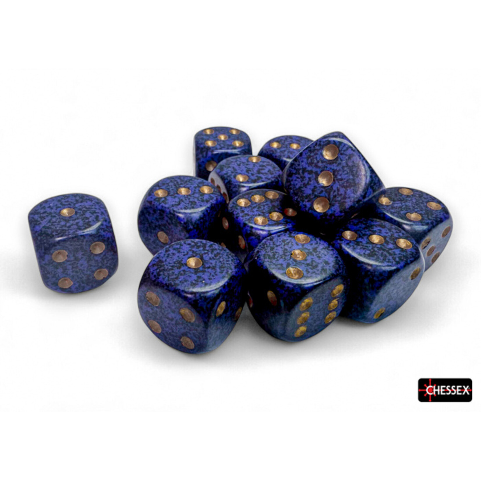 Chessex Chessex 12 x D6 Set Speckled 16mm - Golden Cobalt