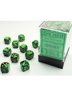 Chessex Chessex 36 x D6 Set Gemini 12mm - Black-Green/Gold