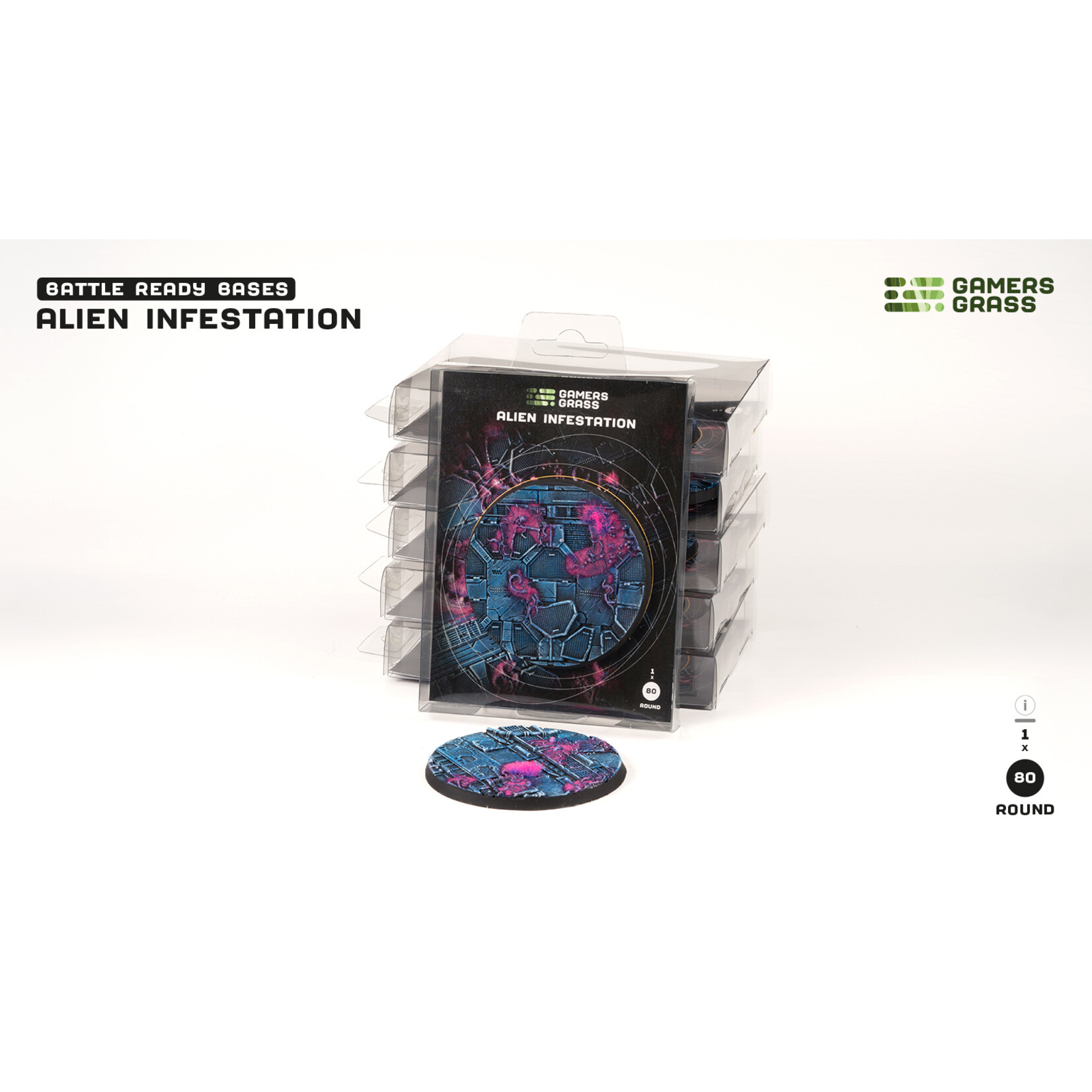 Gamers Grass Alien Infestation Base Pre-Painted (1x 80mm Round)