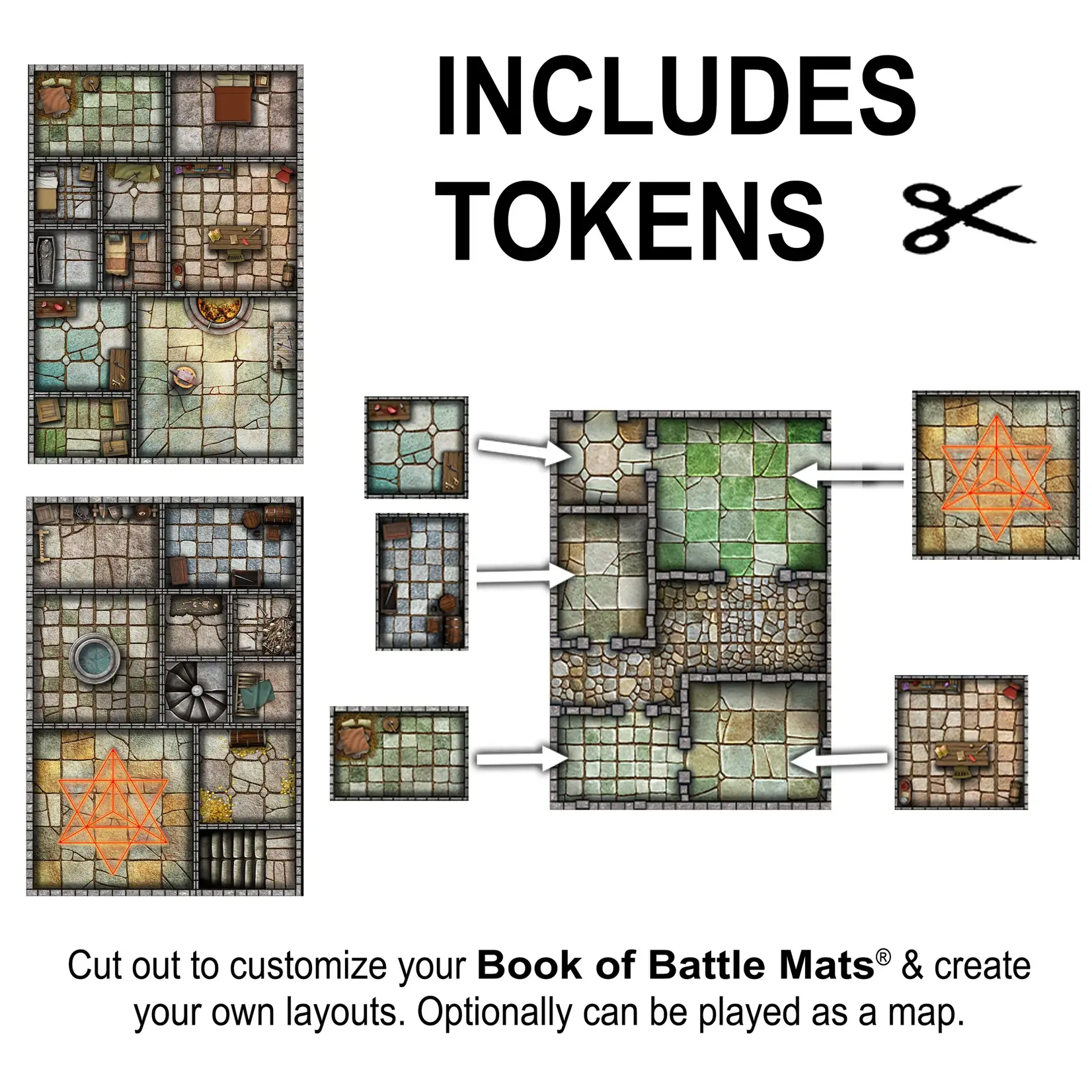 Loke Battlemats Big Book of Battle Mats: Cells & Shrines