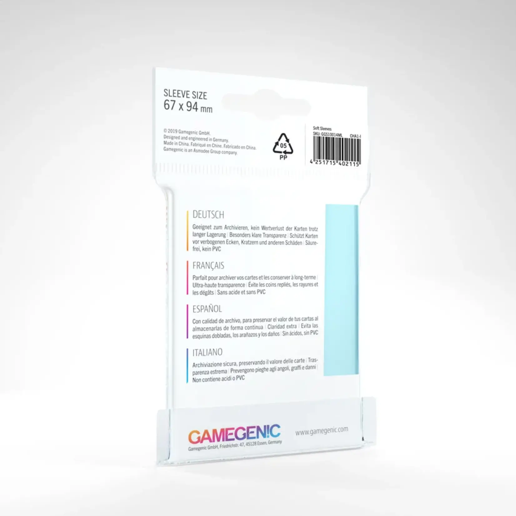 Gamegenic Standard Soft Sleeves (67x94mm/Grey) (100)