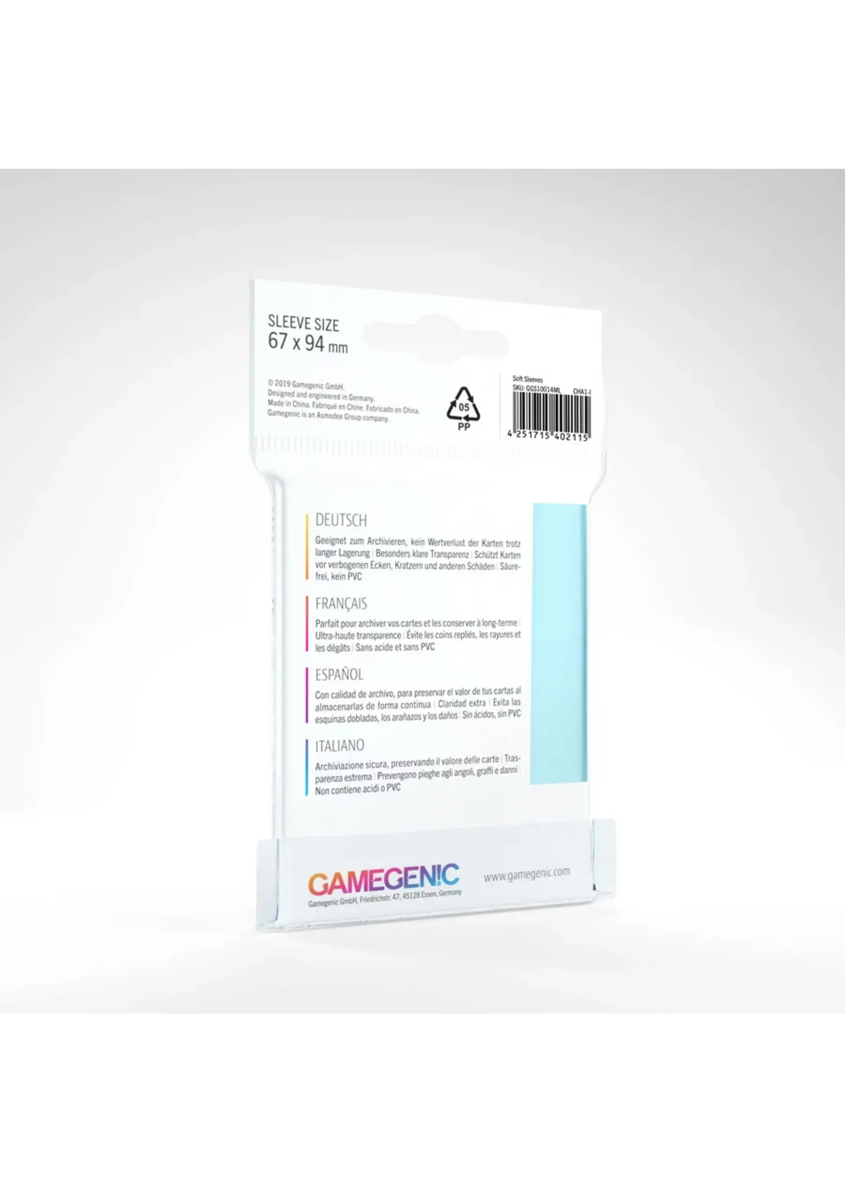 Gamegenic Standard Soft Sleeves (67x94mm/Grey) (100)