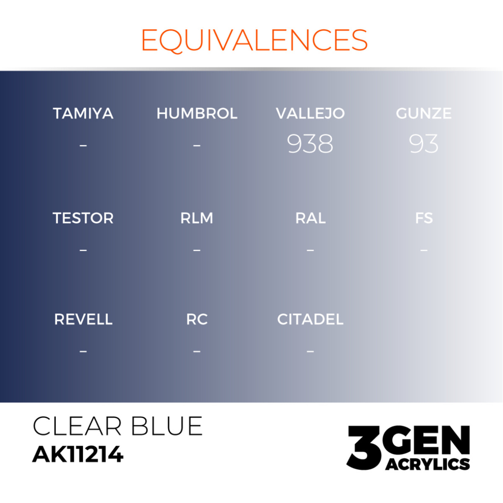AK Interactive AK 3rd Gen Acrylics: Clear Blue (17ml)