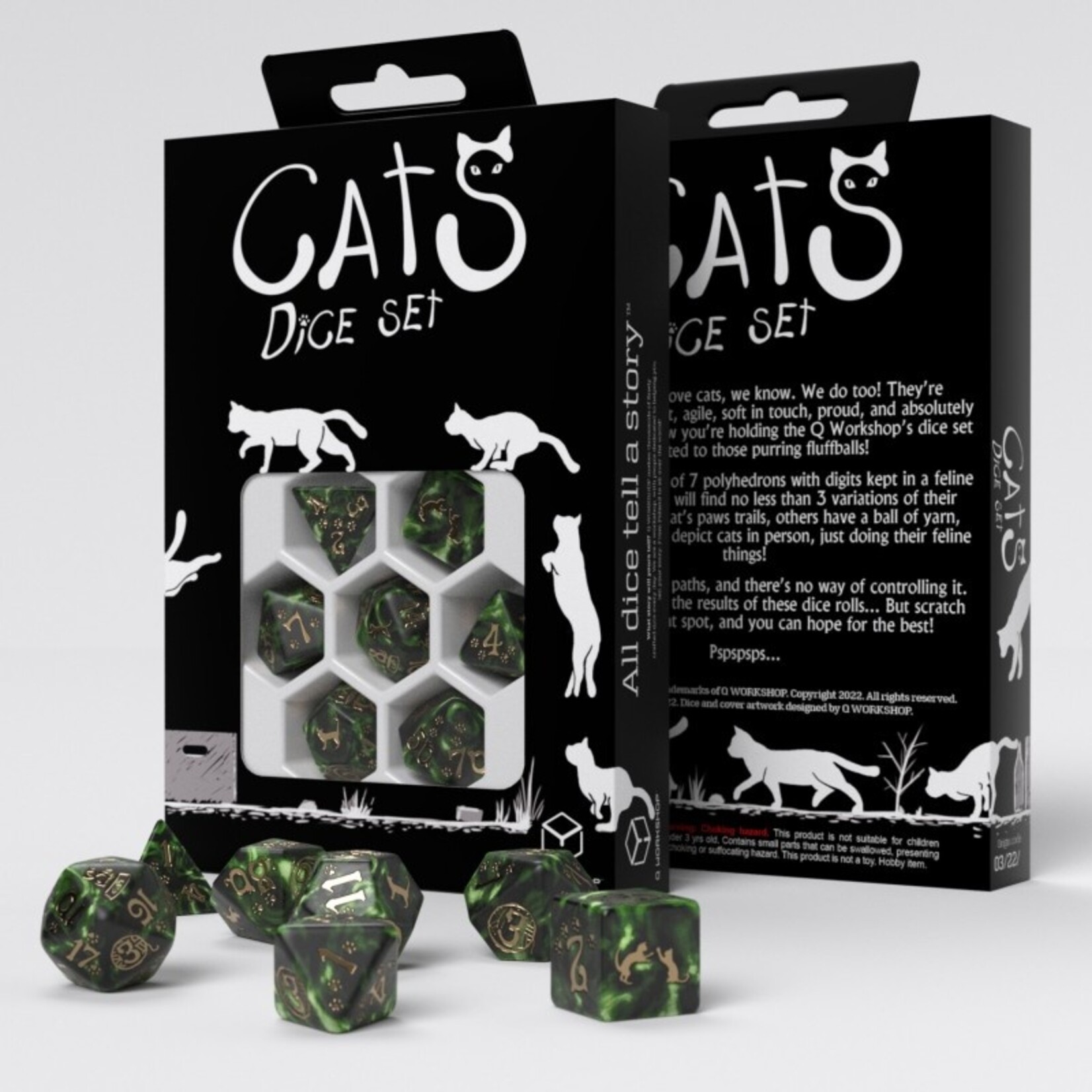 Q-Workshop CATS Modern Dice Set: Pixel (Green)