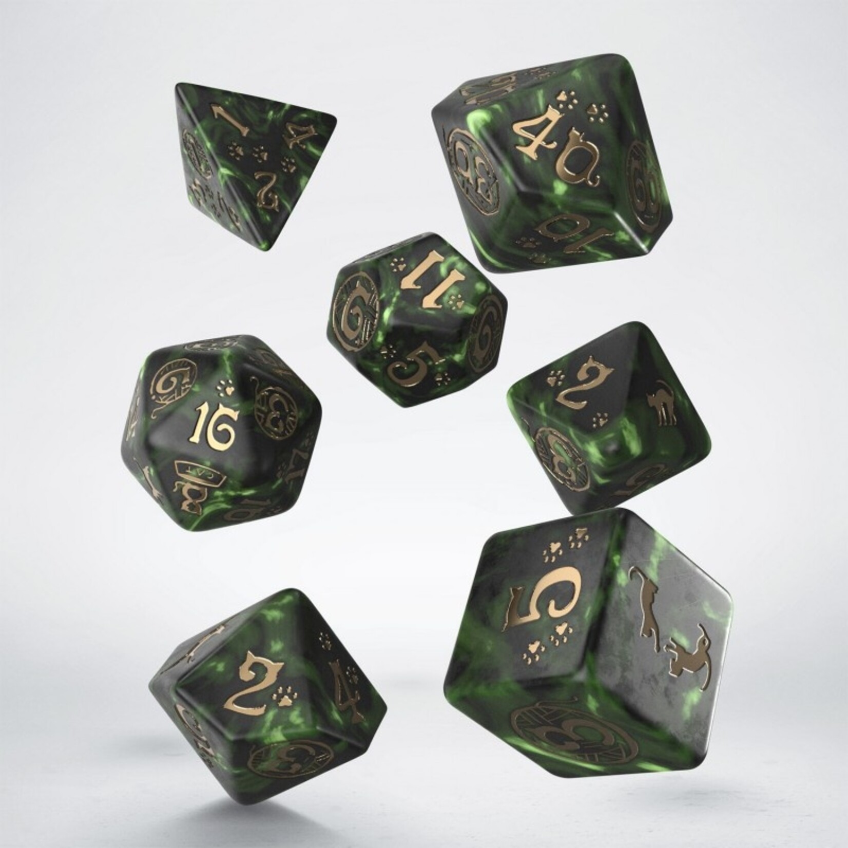 Q-Workshop CATS Modern Dice Set: Pixel (Green)