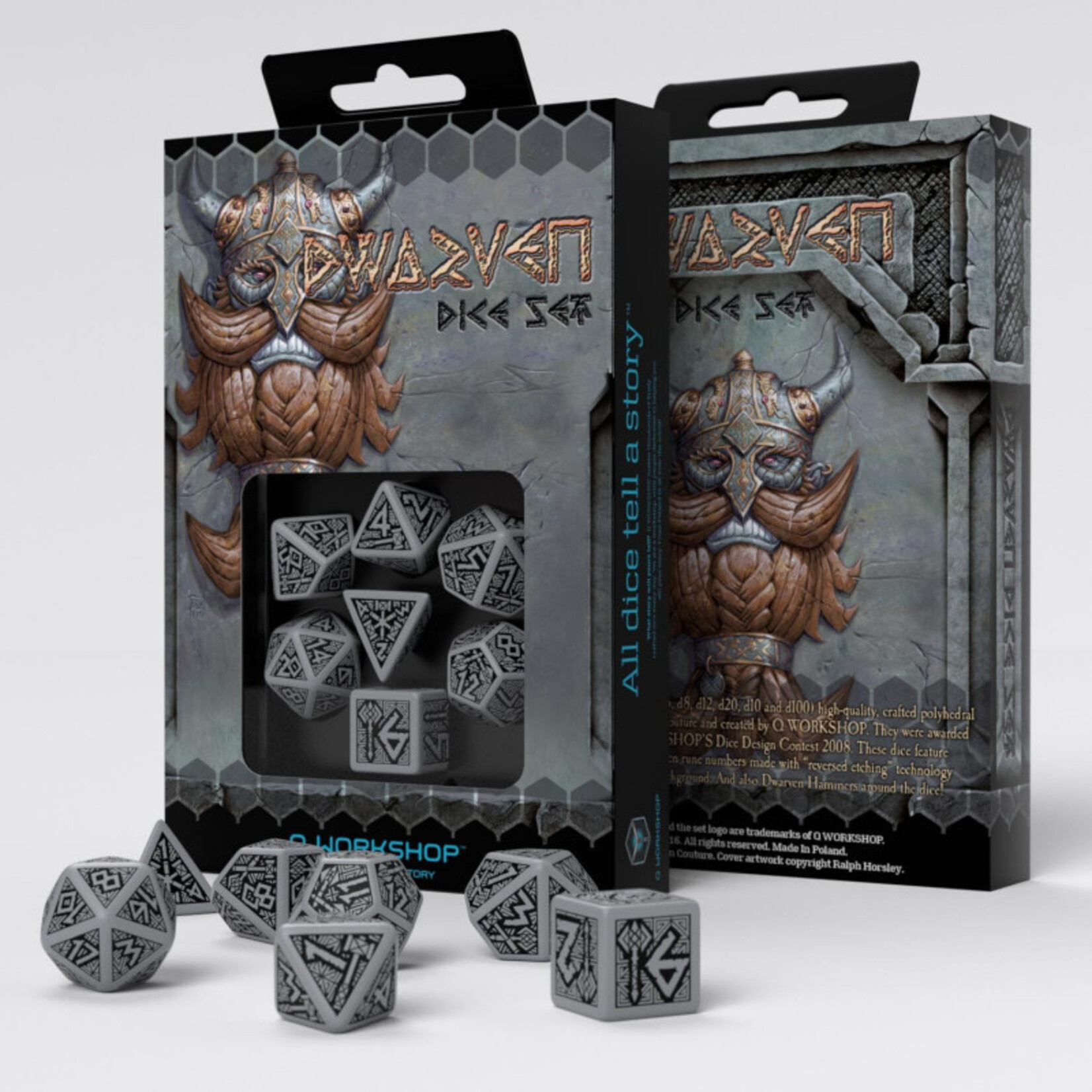 Q-Workshop Dwarven Dice Set - Gray & Black