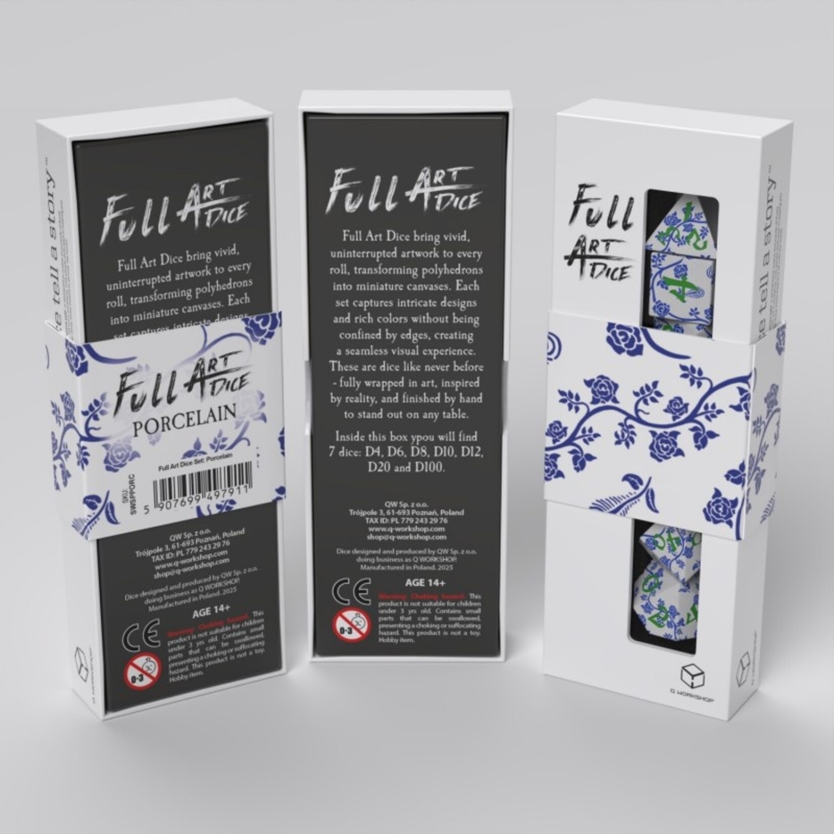 Q-Workshop Full Art Dice Set - Porcelain