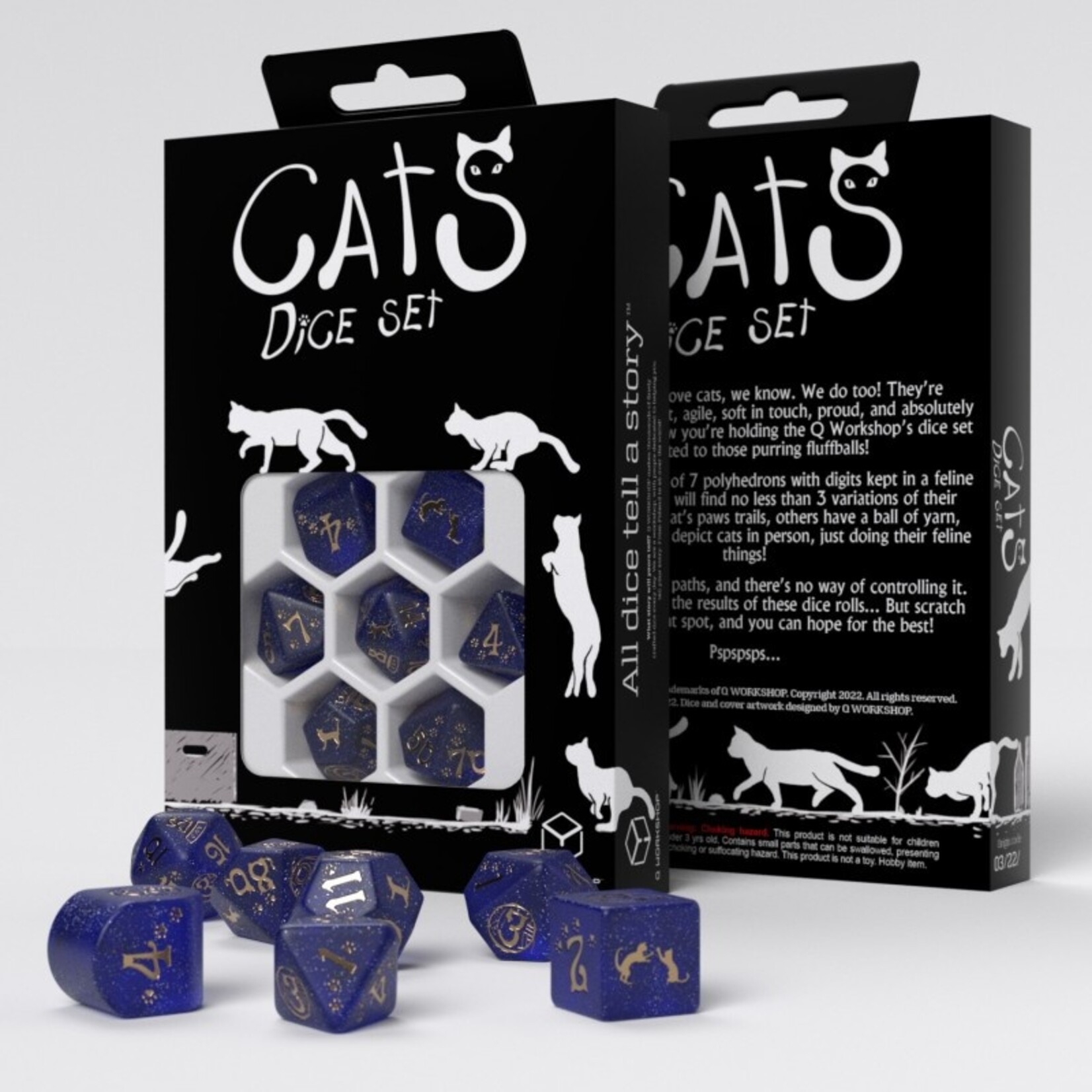 Q-Workshop CATS Modern Dice Set: Meowster (Blue)