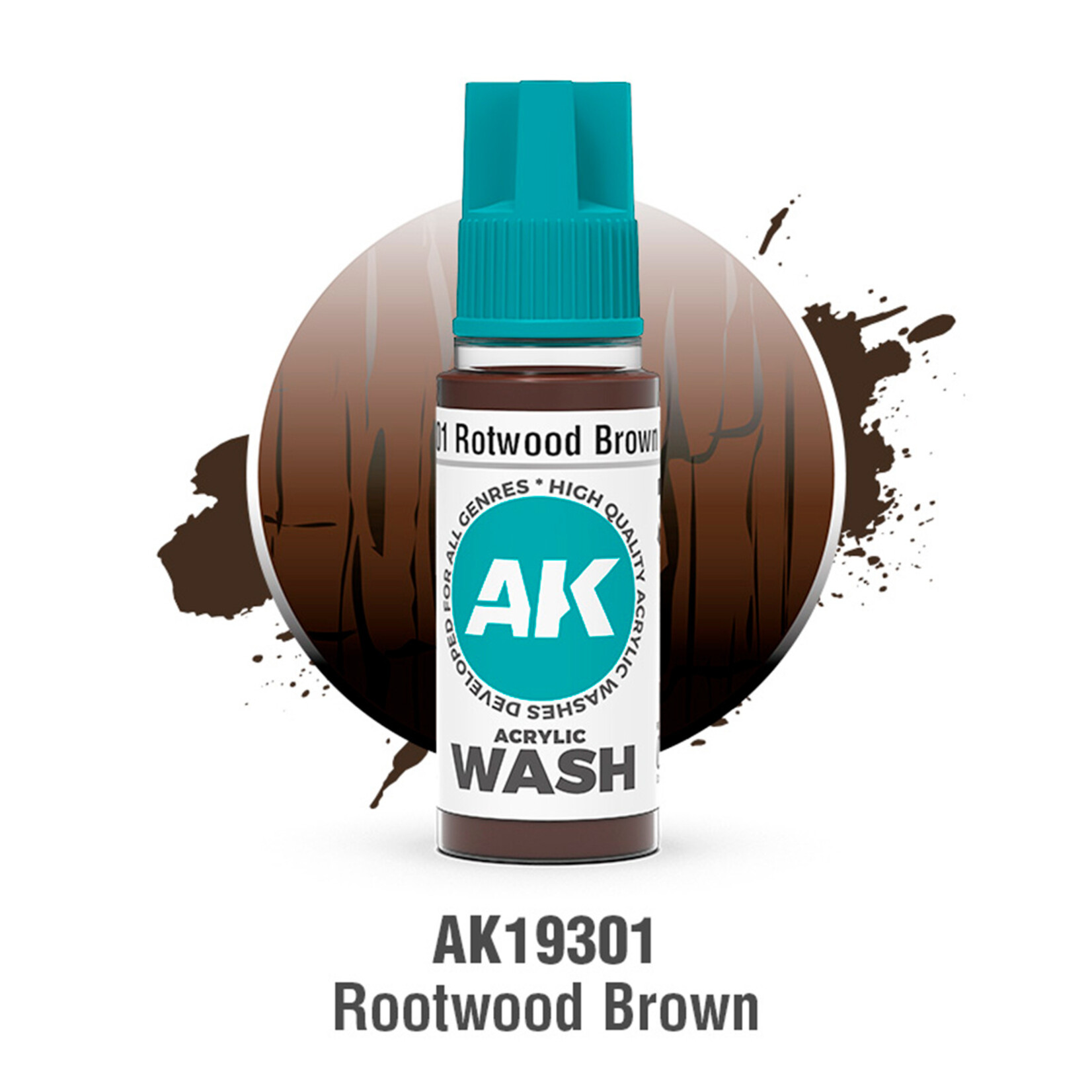 AK Interactive AK 3rd Gen Acrylics: Rotwood Brown Wash (18ml)