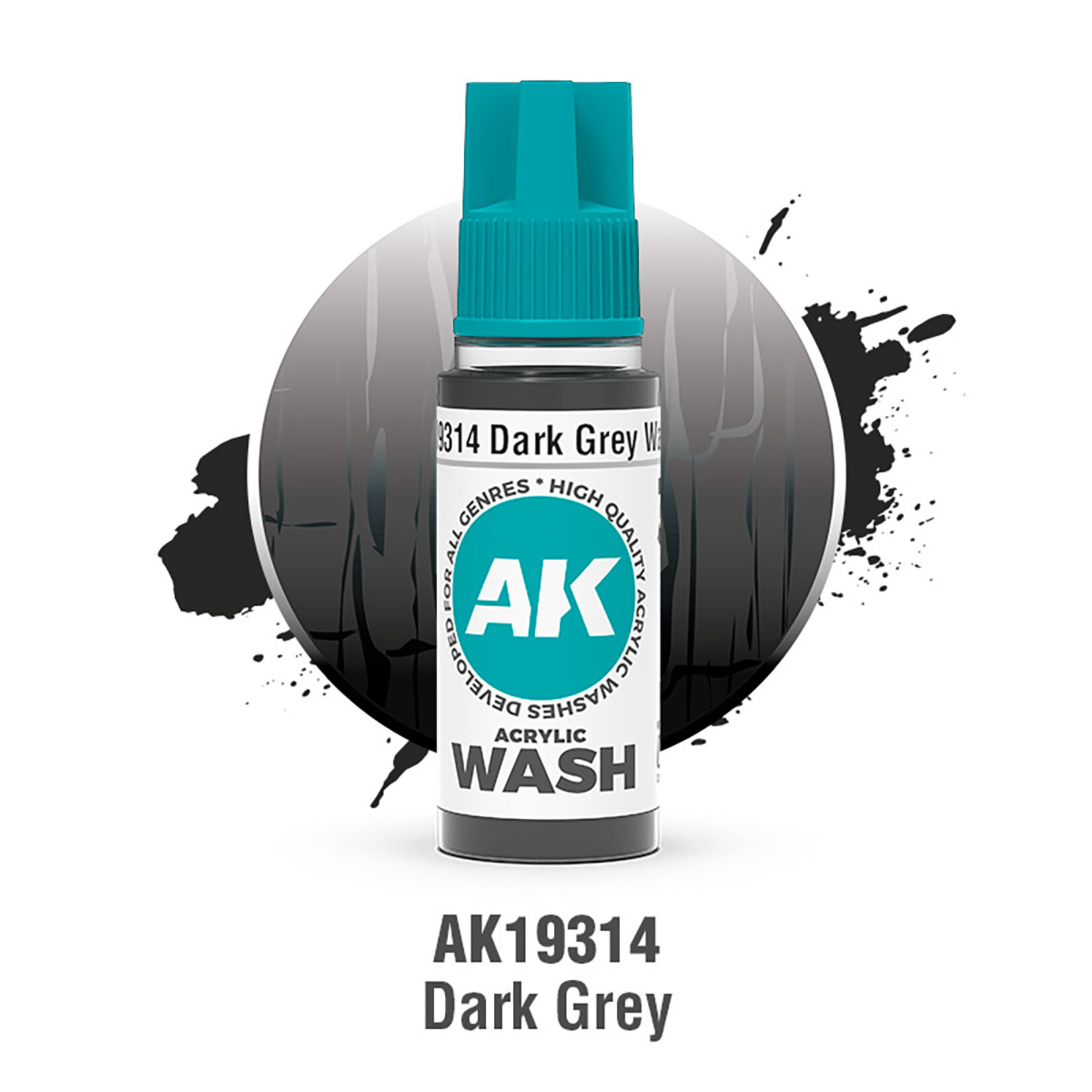 AK Interactive AK 3rd Gen Acrylics: Dark Grey Wash (18ml)