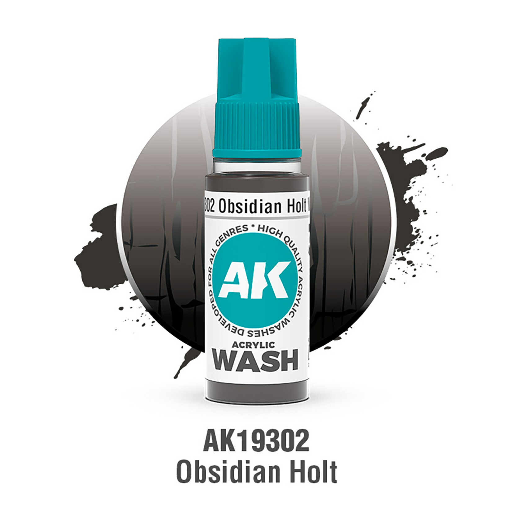 AK Interactive AK 3rd Gen Acrylics: Obsidian Holt Wash (18ml)