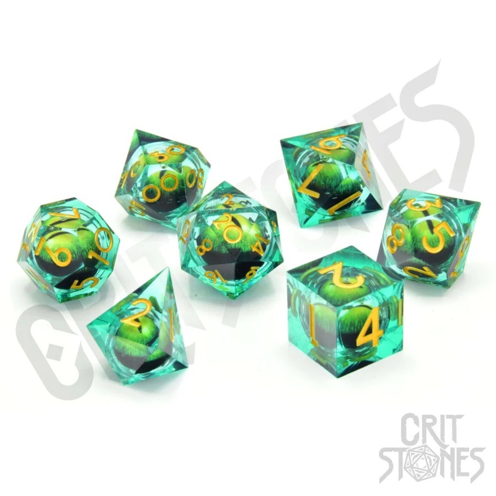 Glass Staff Forest Dragon's Gaze Floating Eye RPG Dice Set