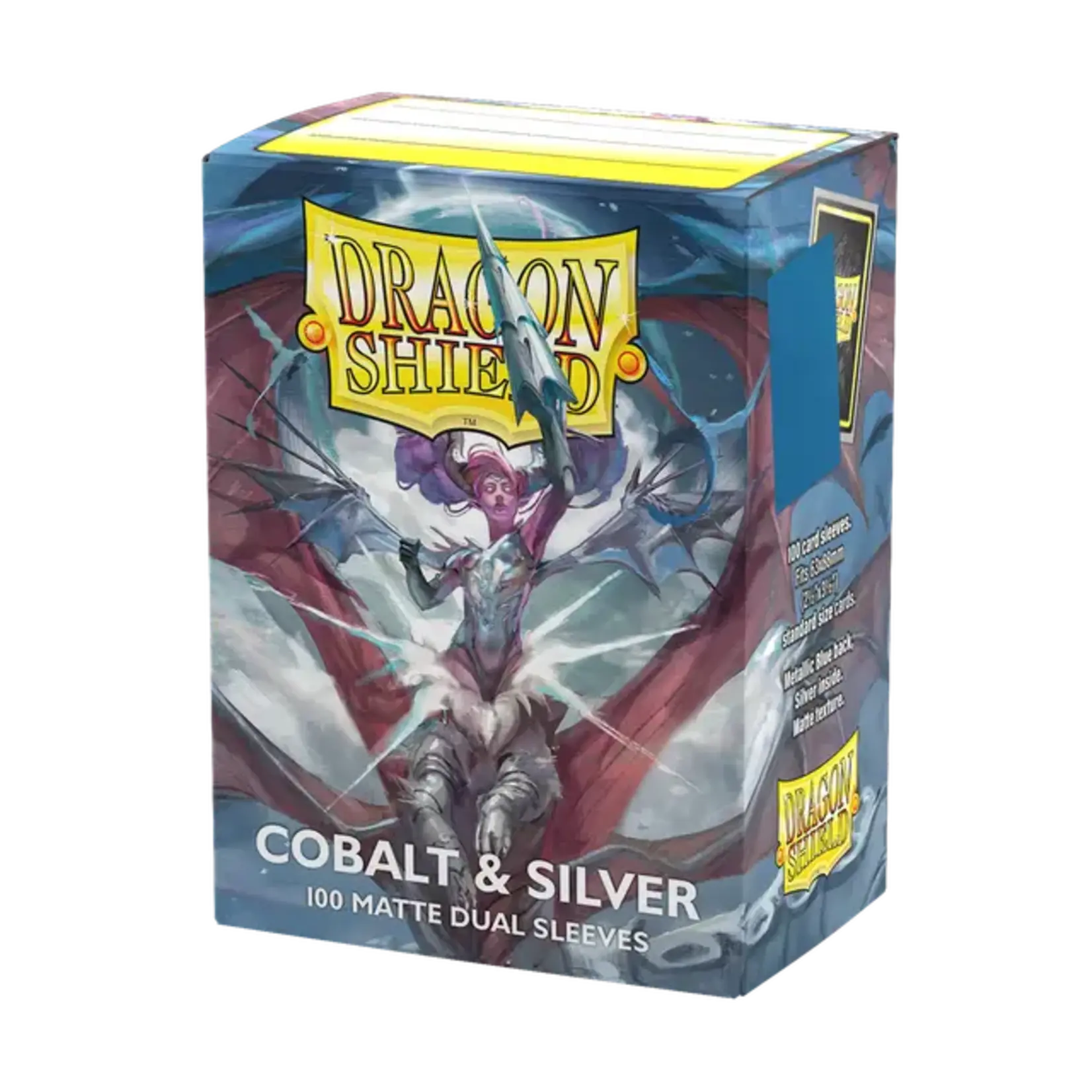Dragonshield Dragonshield 100 Box Dual Matte Sleeves Cobalt & Silver