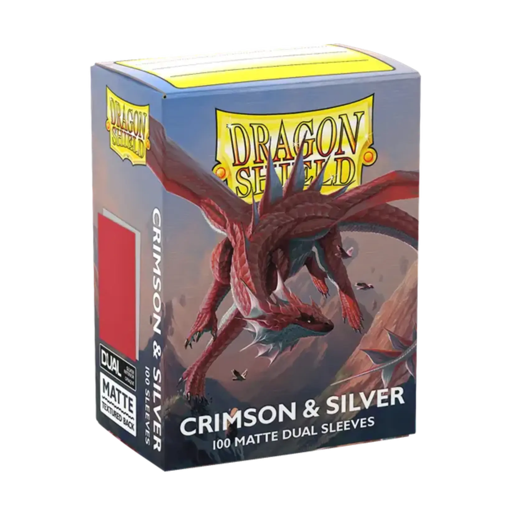 Dragonshield Dragonshield 100 Box Dual Matte Sleeves Crimson & Silver