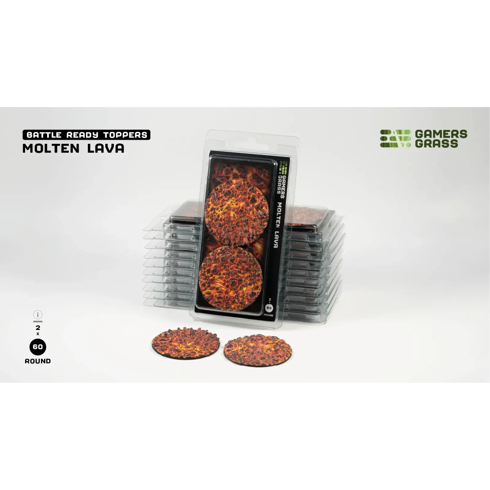 Gamers Grass Molten Lava Bases Pre-Painted (2x 60mm Round)