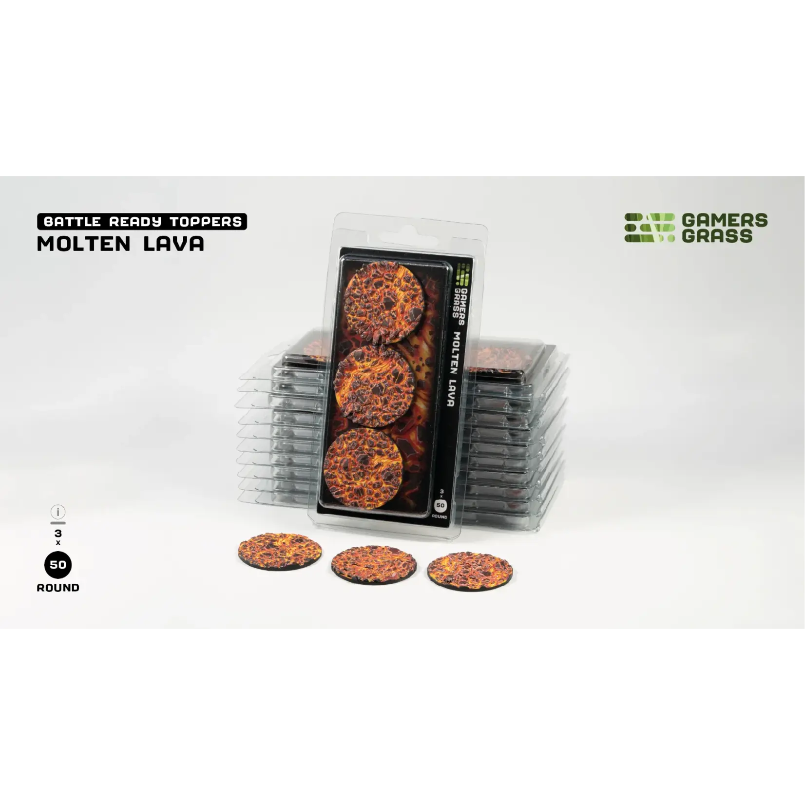 Gamers Grass Molten Lava Bases Pre-Painted (3x 50mm Round)