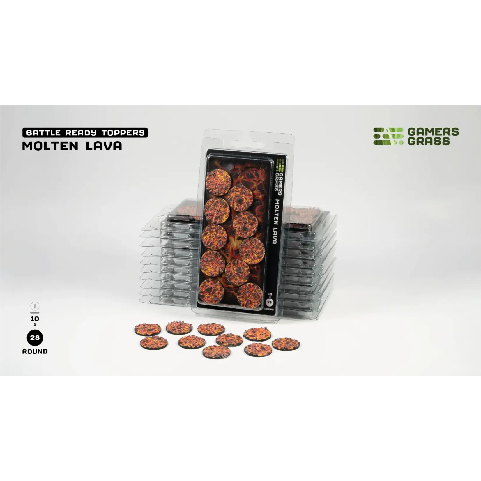 Gamers Grass Molten Lava Bases Pre-Painted (10x 28mm Round)