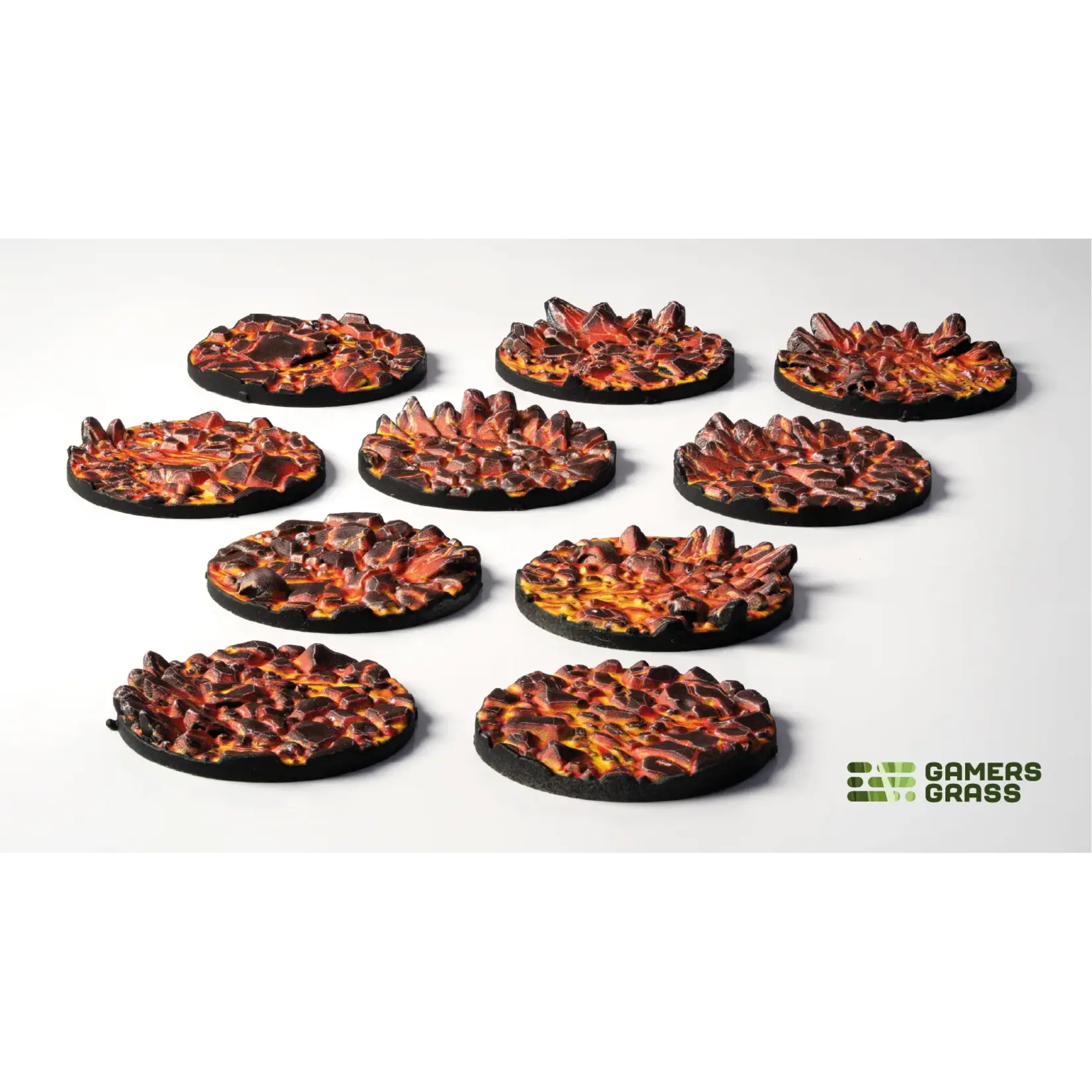 Gamers Grass Molten Lava Bases Pre-Painted (10x 28mm Round)