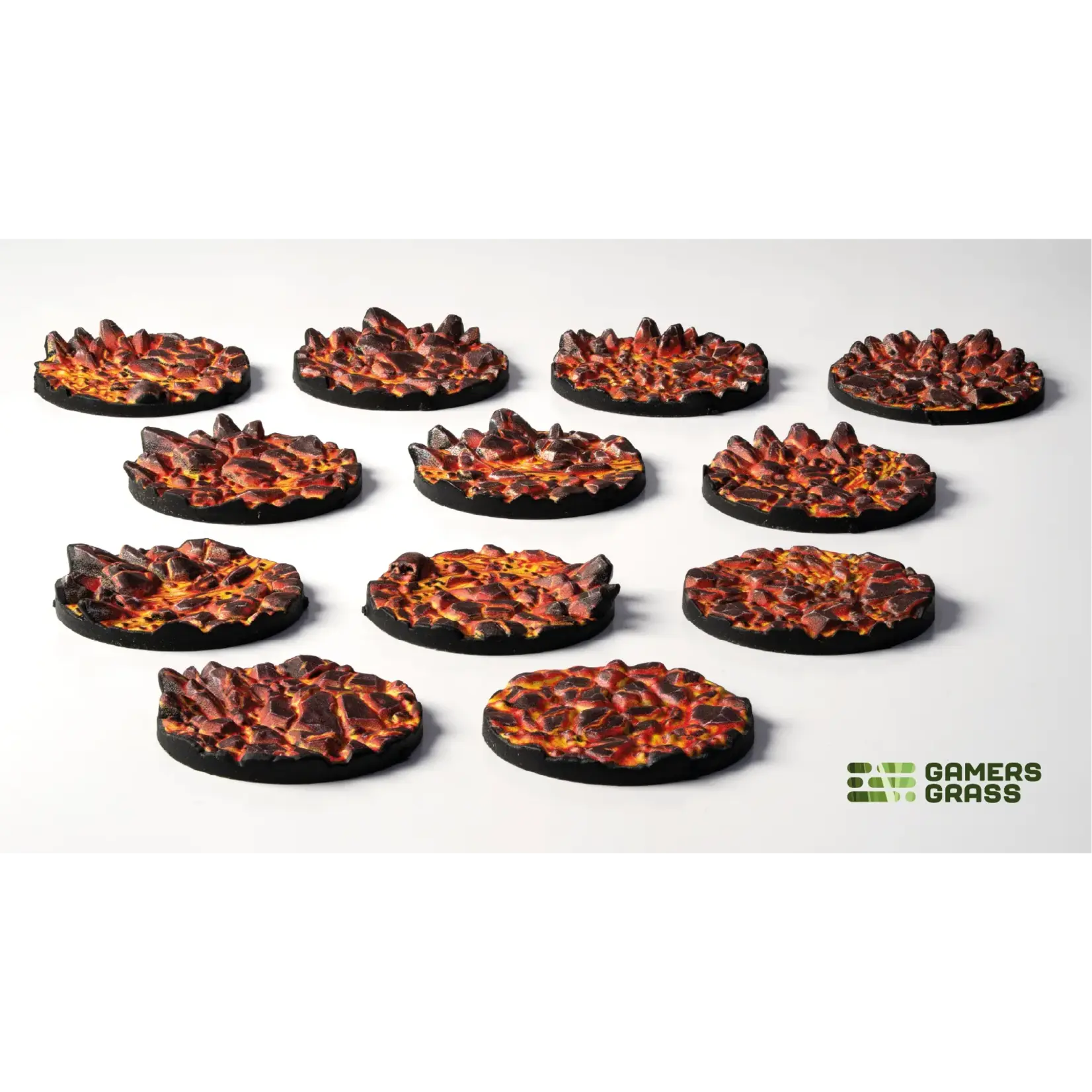 Gamers Grass Molten Lava Bases Pre-Painted (12x 25mm Round)