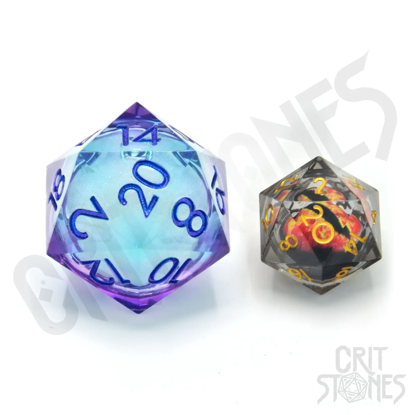 Glass Staff Crit Stones Liquid Core: 33mm D20 Moonlight Mystery