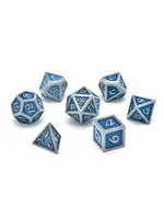 Glass Staff Blue Dragonhide Metal RPG Dice Set