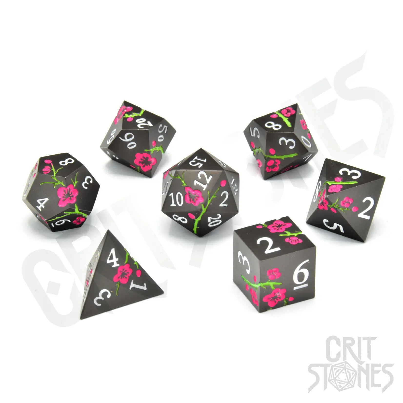 Glass Staff Crit Stones Metal Dice: Nighttime Blossom