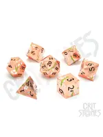 Glass Staff Pink Blossom Metal RPG Dice Set