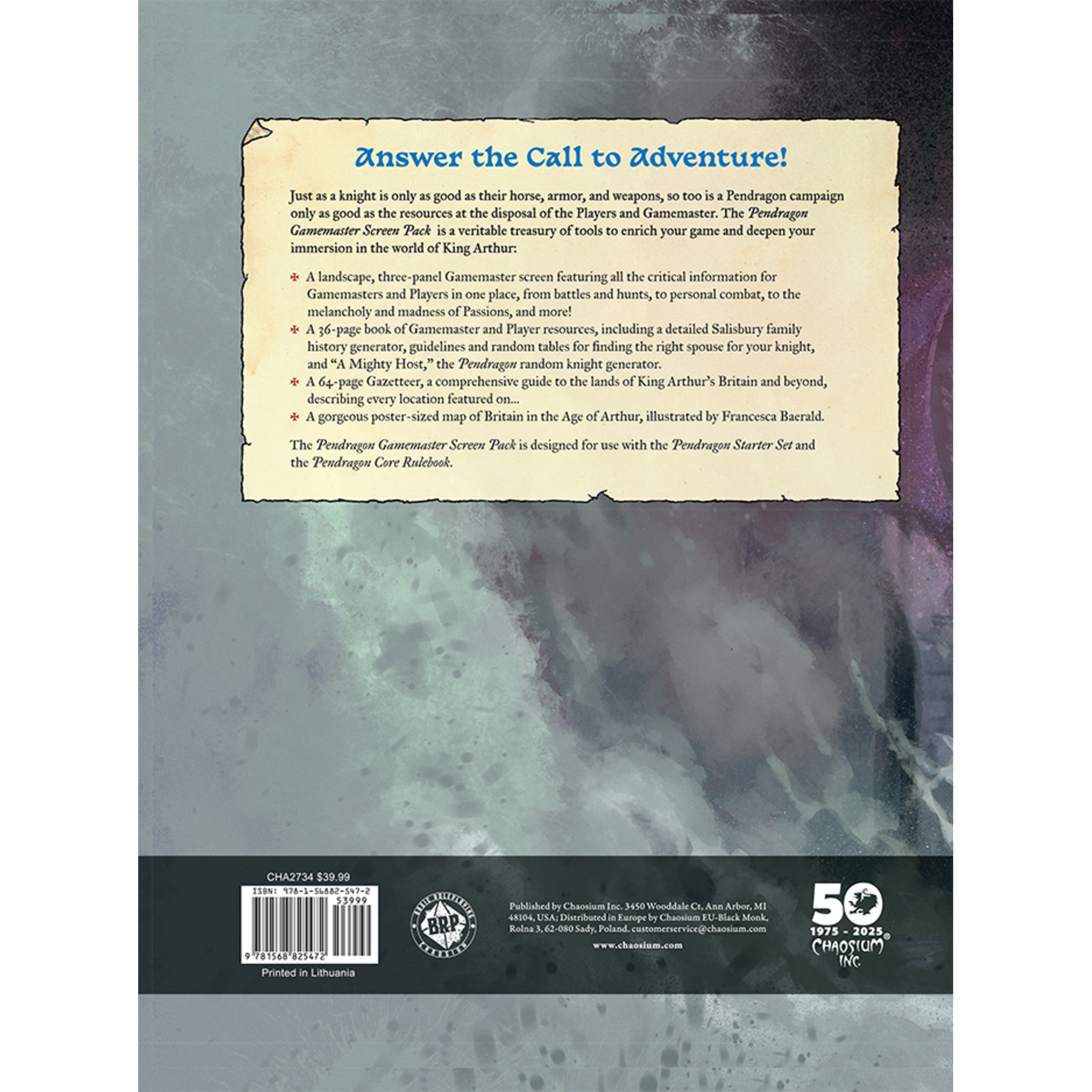 Chaosium Pendragon RPG: Gamemaster Screen Pack (EN)