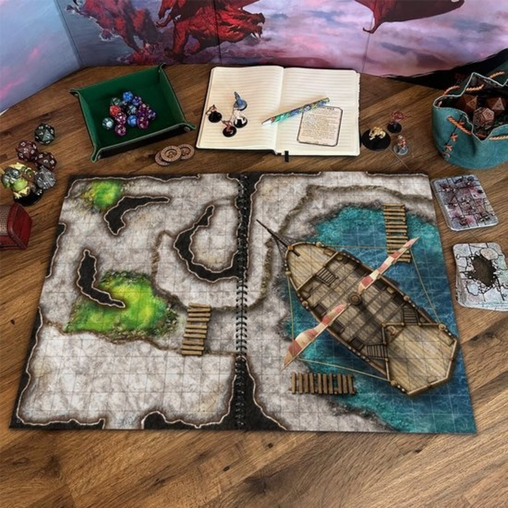 Loke Battlemats Giant Book of Battle Mats: Dragon Lairs & Dungeons