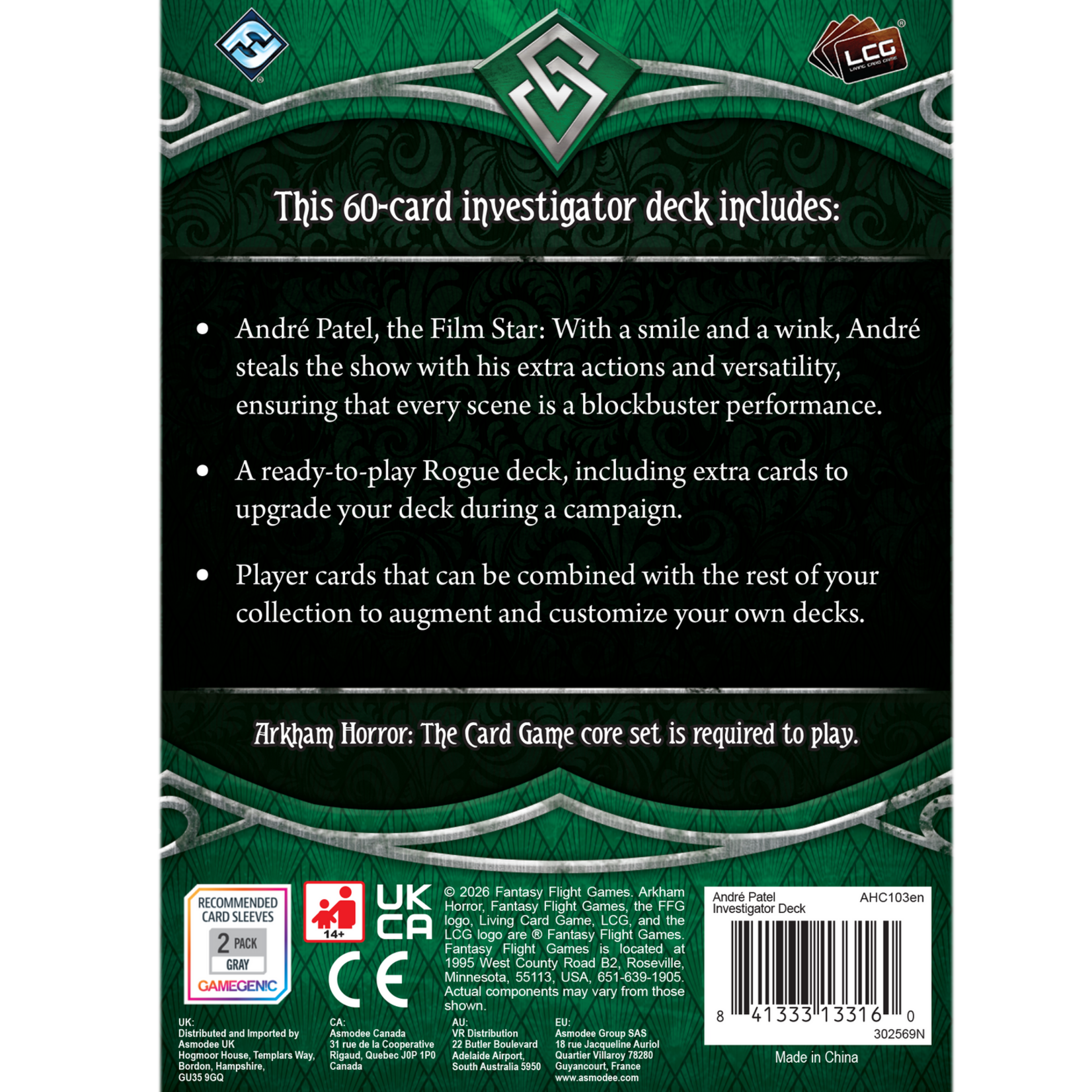 Fantasy Flight Games Arkham Horror LCG Investigator Deck  André Patel (EN)