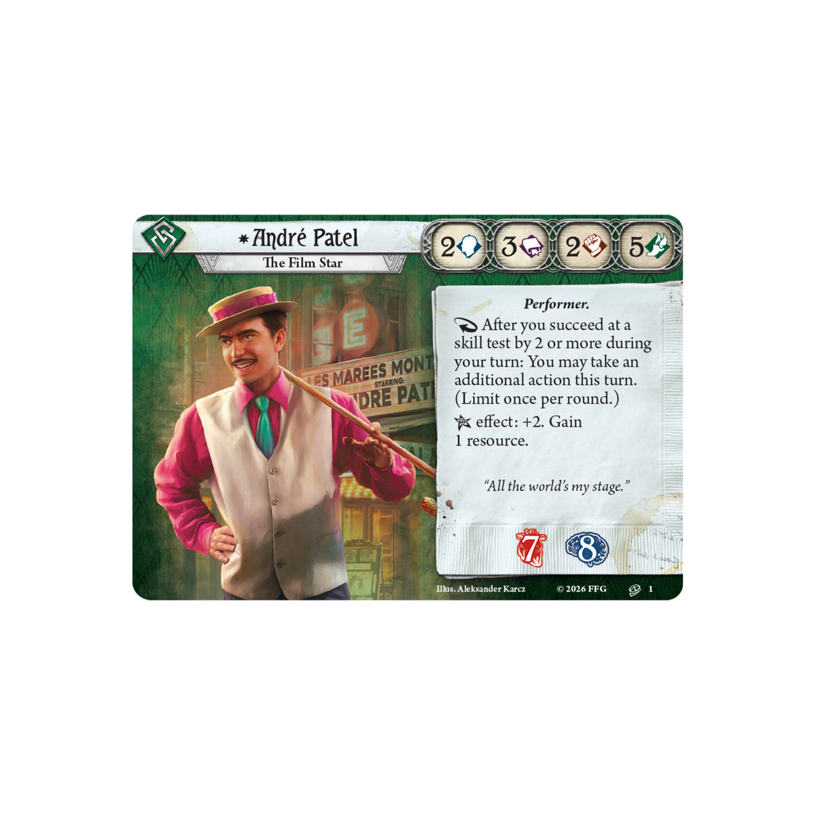 Fantasy Flight Games Arkham Horror LCG Investigator Deck  André Patel (EN)