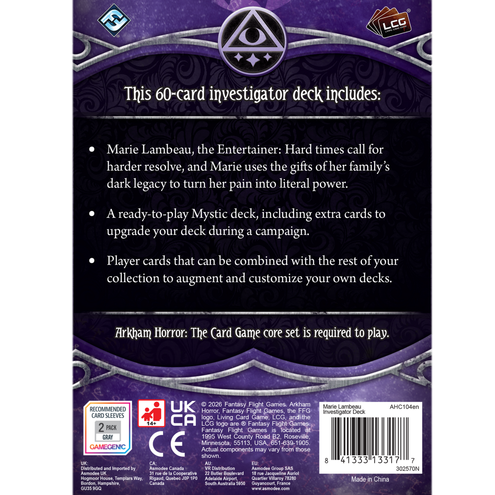 Fantasy Flight Games Arkham Horror LCG Investigator Deck  Marie Lambeau (EN)