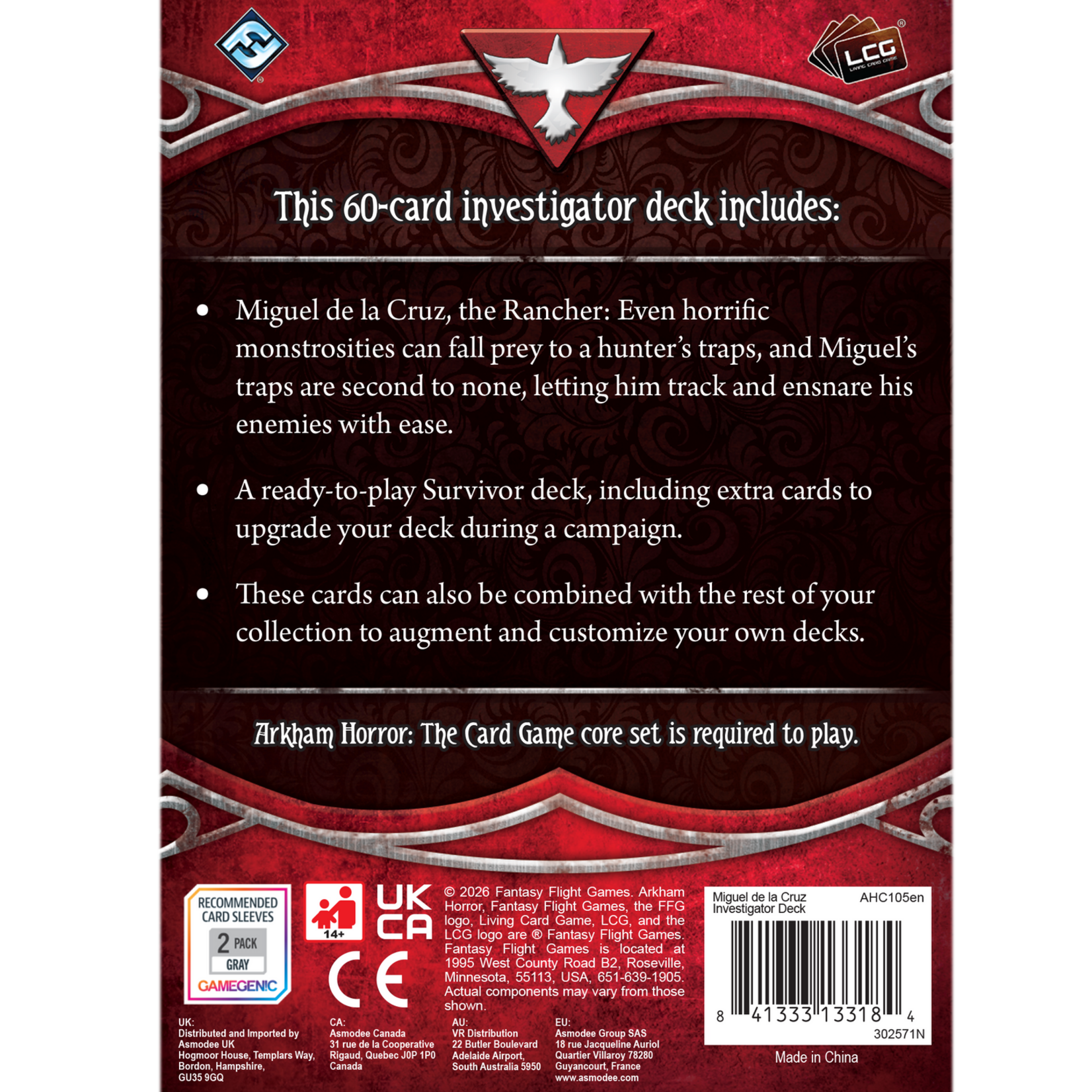 Fantasy Flight Games Arkham Horror LCG Investigator Deck  Miguel de la Cruz (EN)