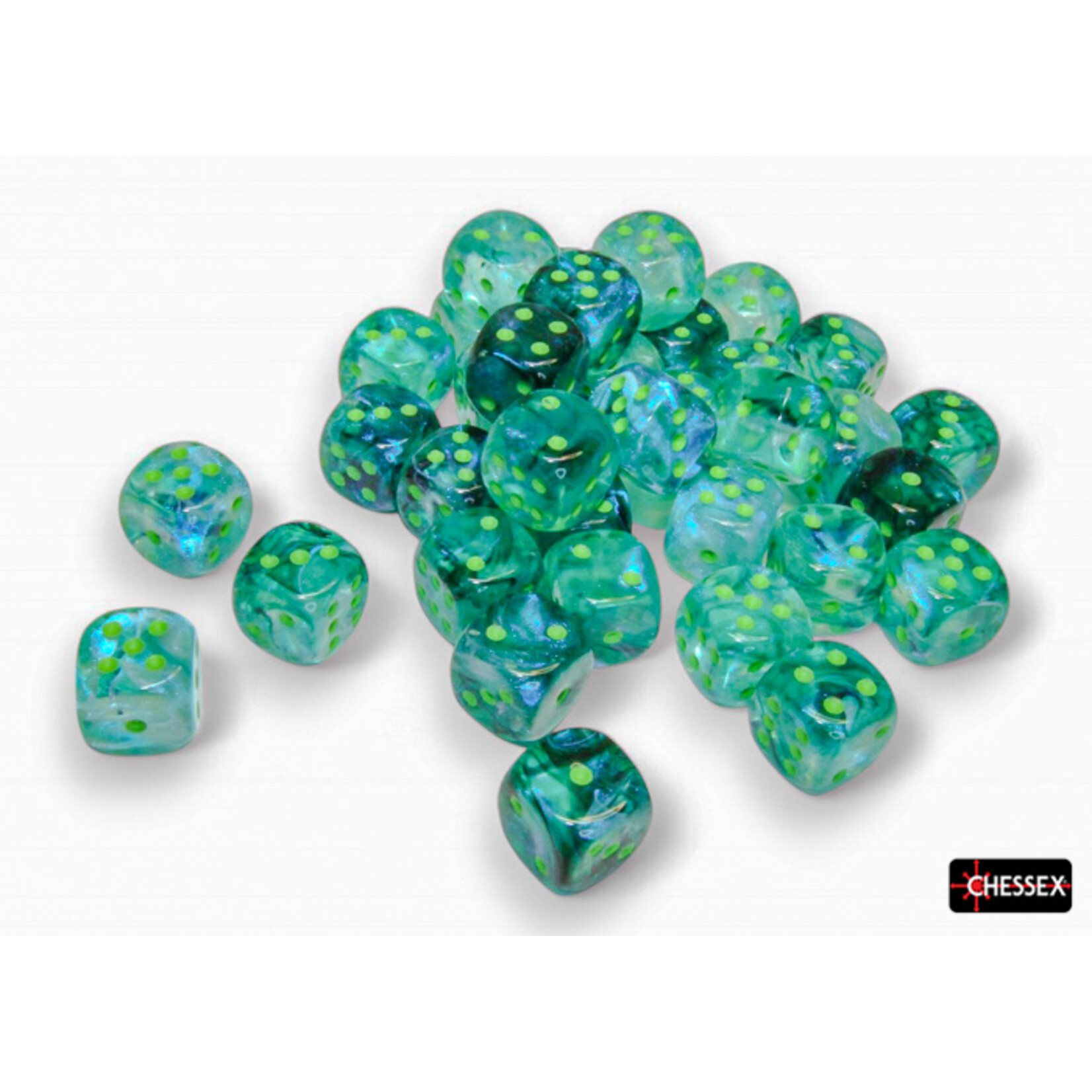 Chessex Chessex 36 x D6 Set Borealis 12mm - Kelp/Light Green
