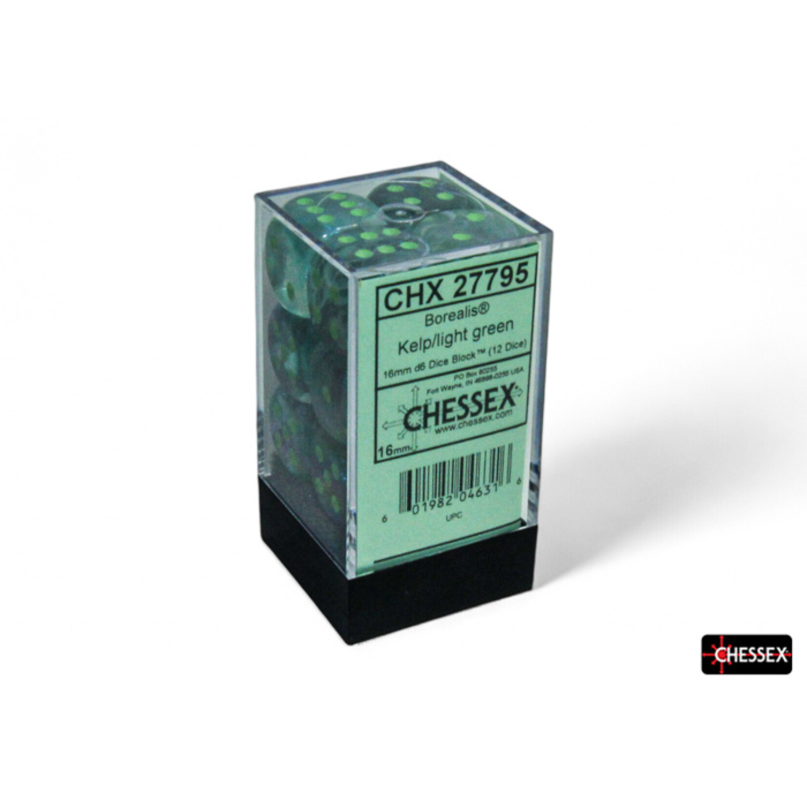 Chessex Chessex 12 x D6 Set Borealis 16mm - Kelp/Light Green