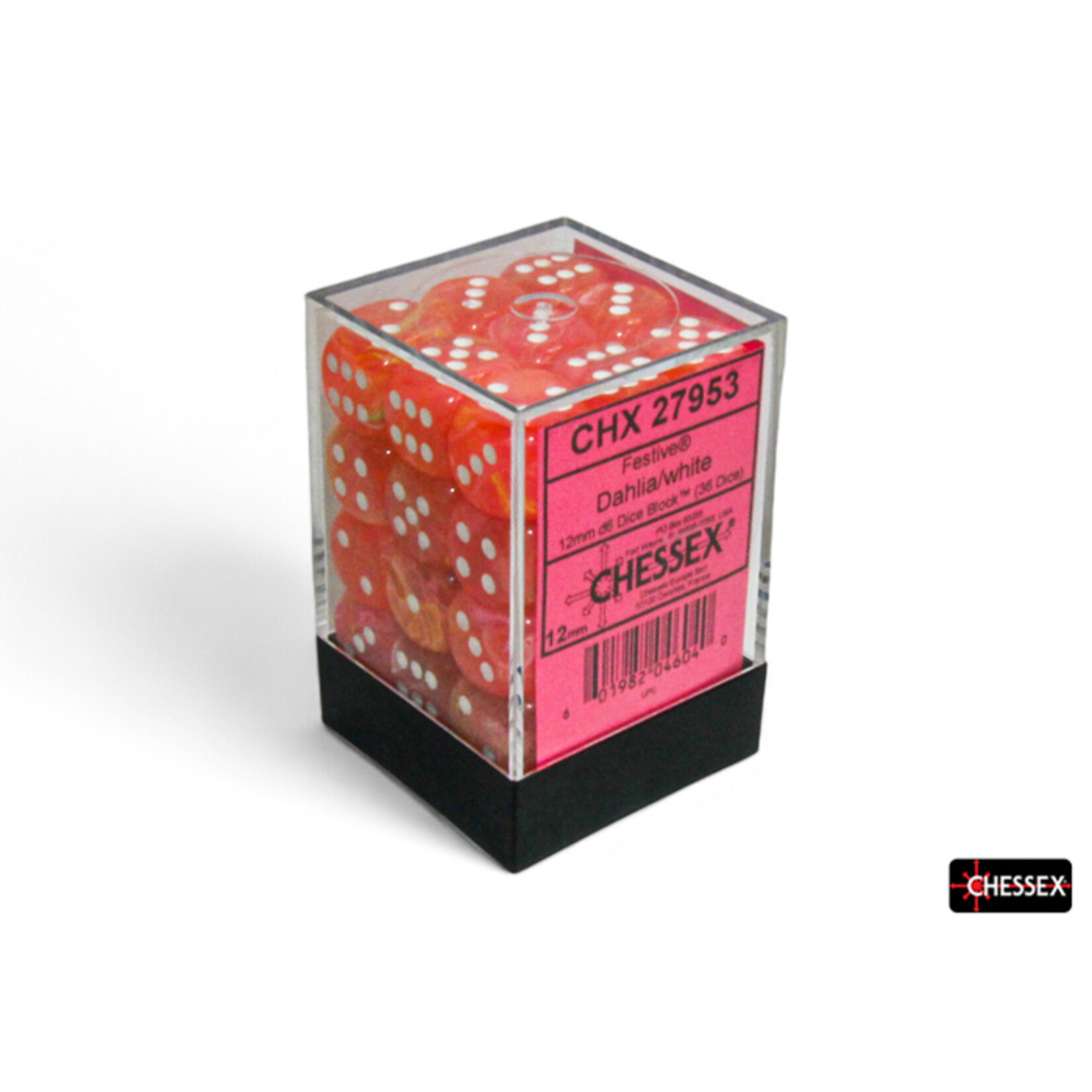Chessex Chessex 36 x D6 Set Festive 12mm - Dahlia/White