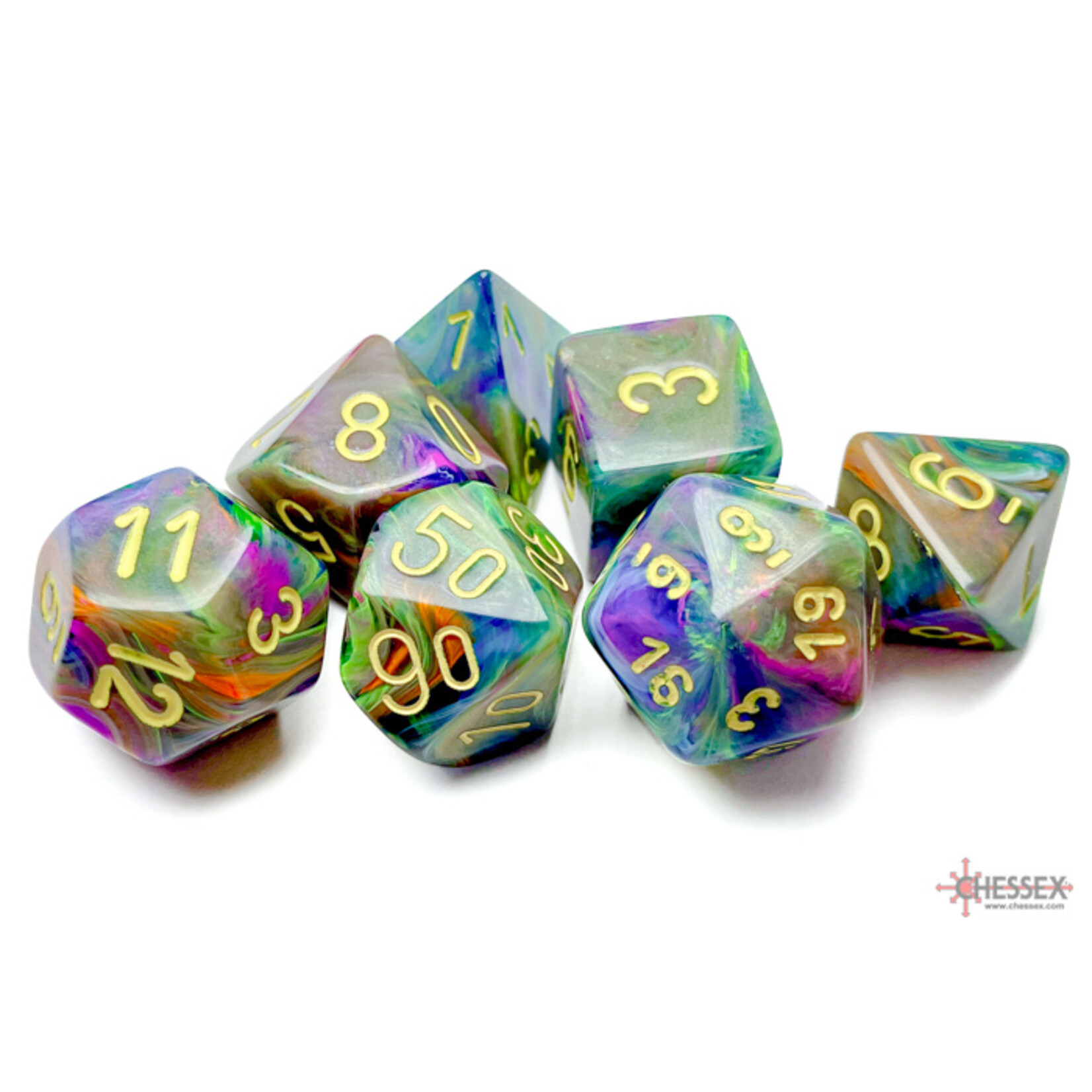Chessex Chessex 7-Die set Festive - Rio/Yellow