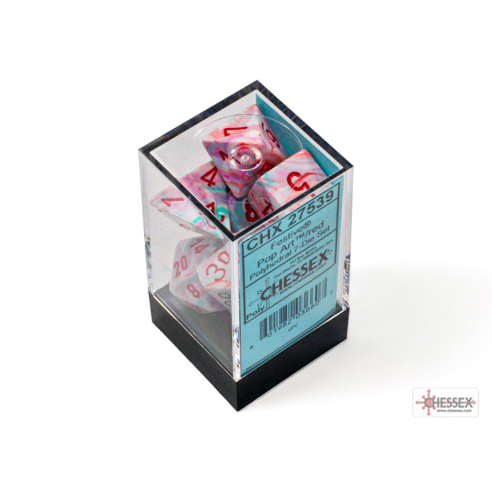 Chessex Chessex 7-Die set Festive - Pop Art/Red