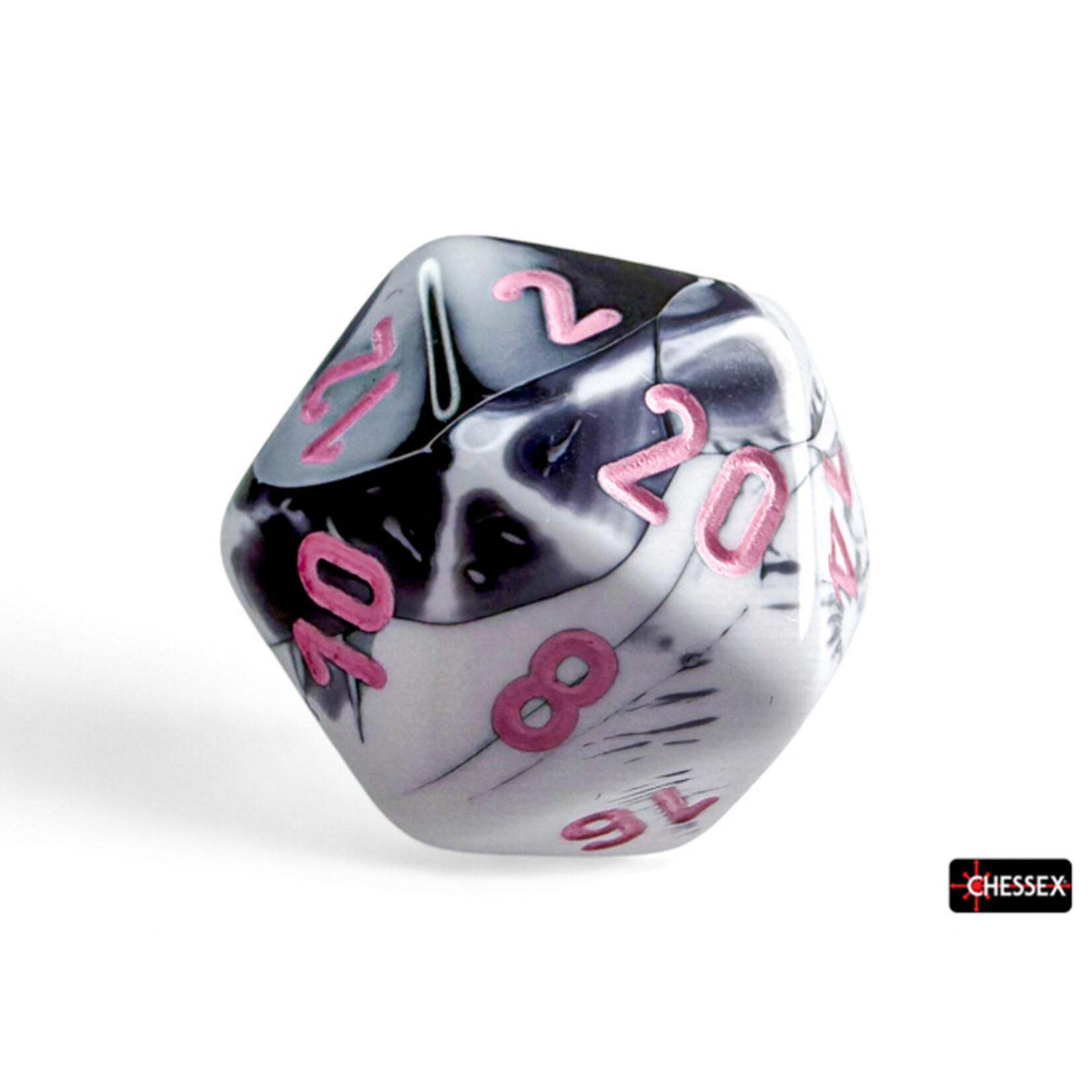 Chessex Chessex 7-Die set Gemini - Black-White/Pink
