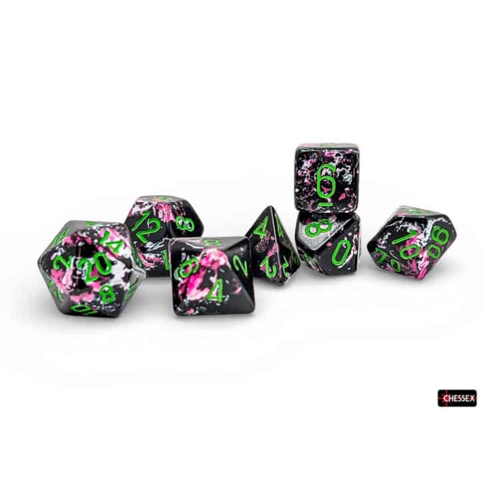 Chessex Chessex 7-Die set Brush - Paintball/Green