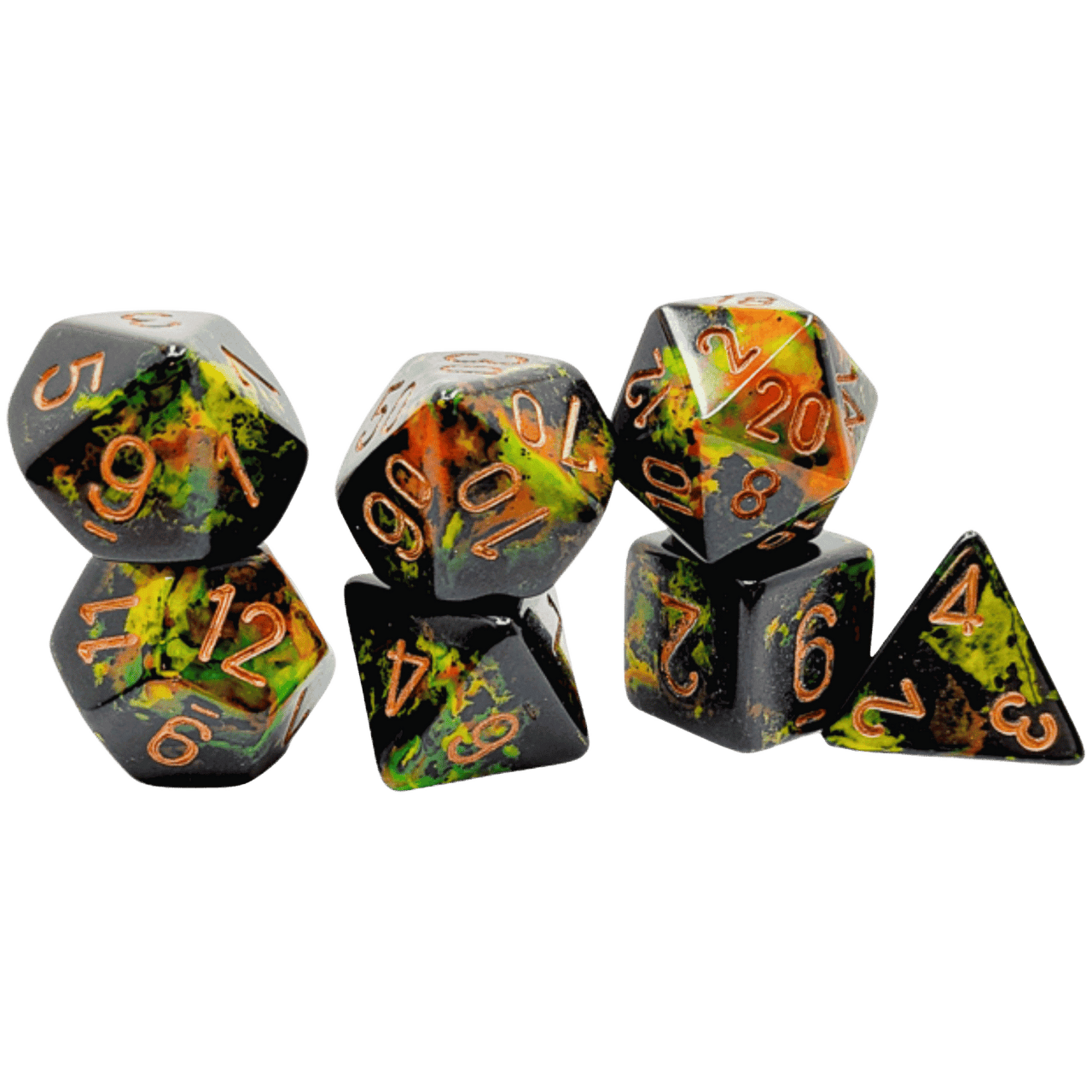 Chessex Chessex 7-Die set Brush - Deep Forest/Gold