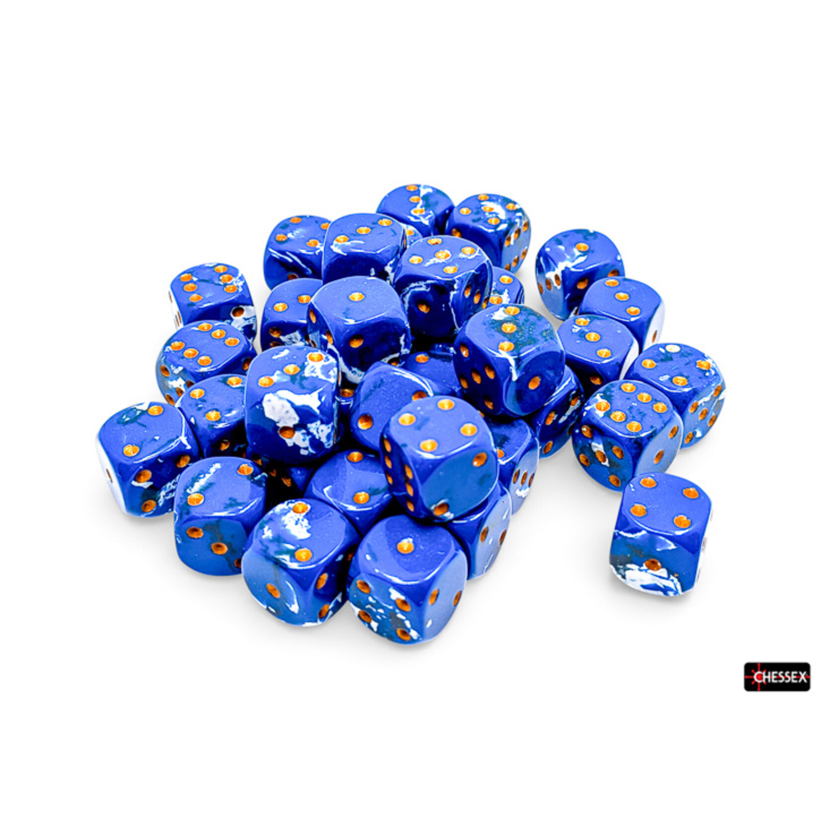 Chessex Chessex 36 x D6 Set Brush 12mm - Wavebreak/Gold