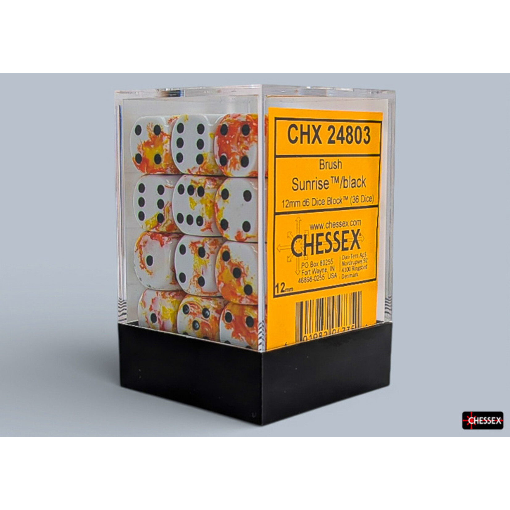 Chessex Chessex 36 x D6 Set Brush 12mm - Sunrise/black