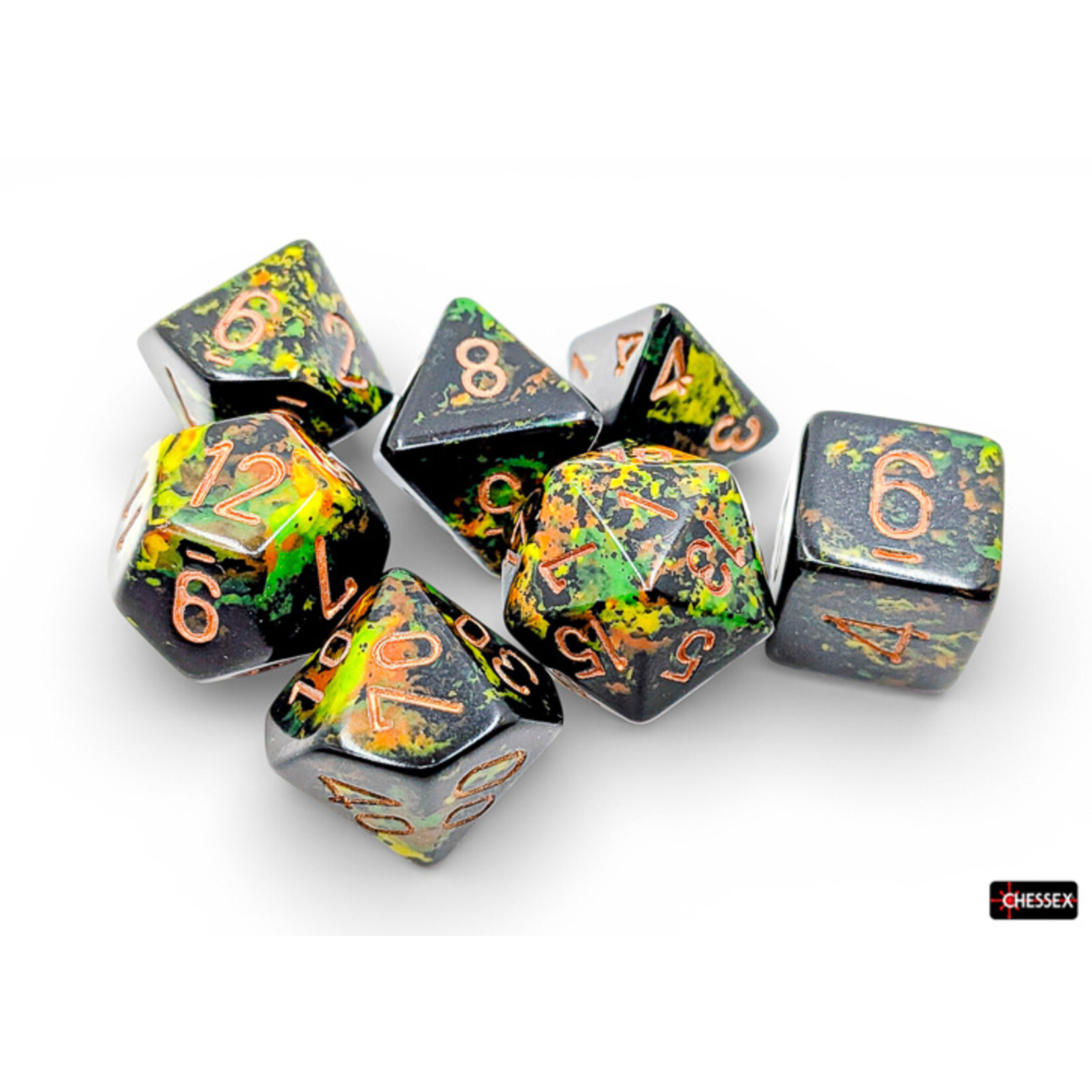 Chessex Chessex 7-Die set Brush - Deep Forest/Gold