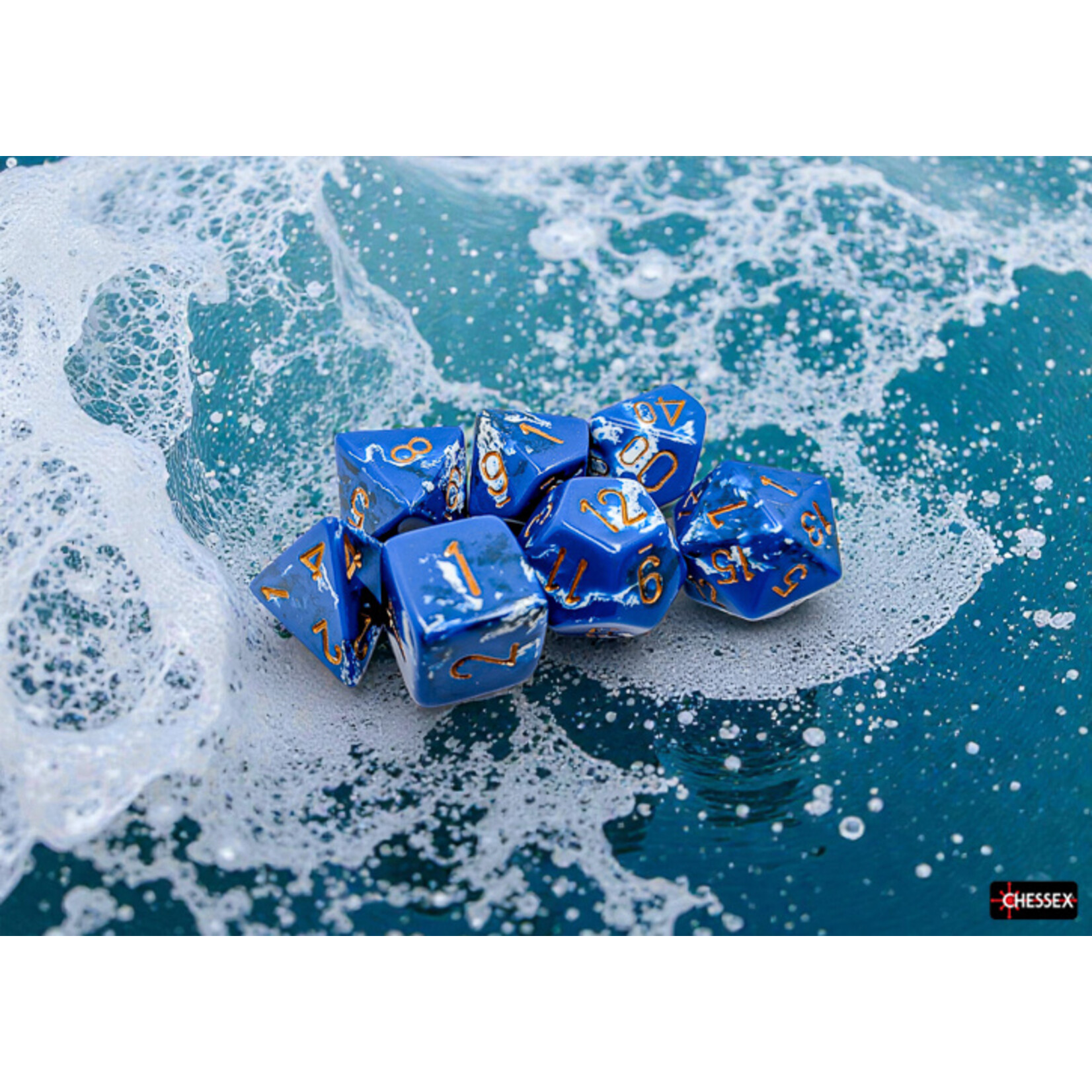 Chessex Chessex 7-Die set Brush - Wavebreak/Gold