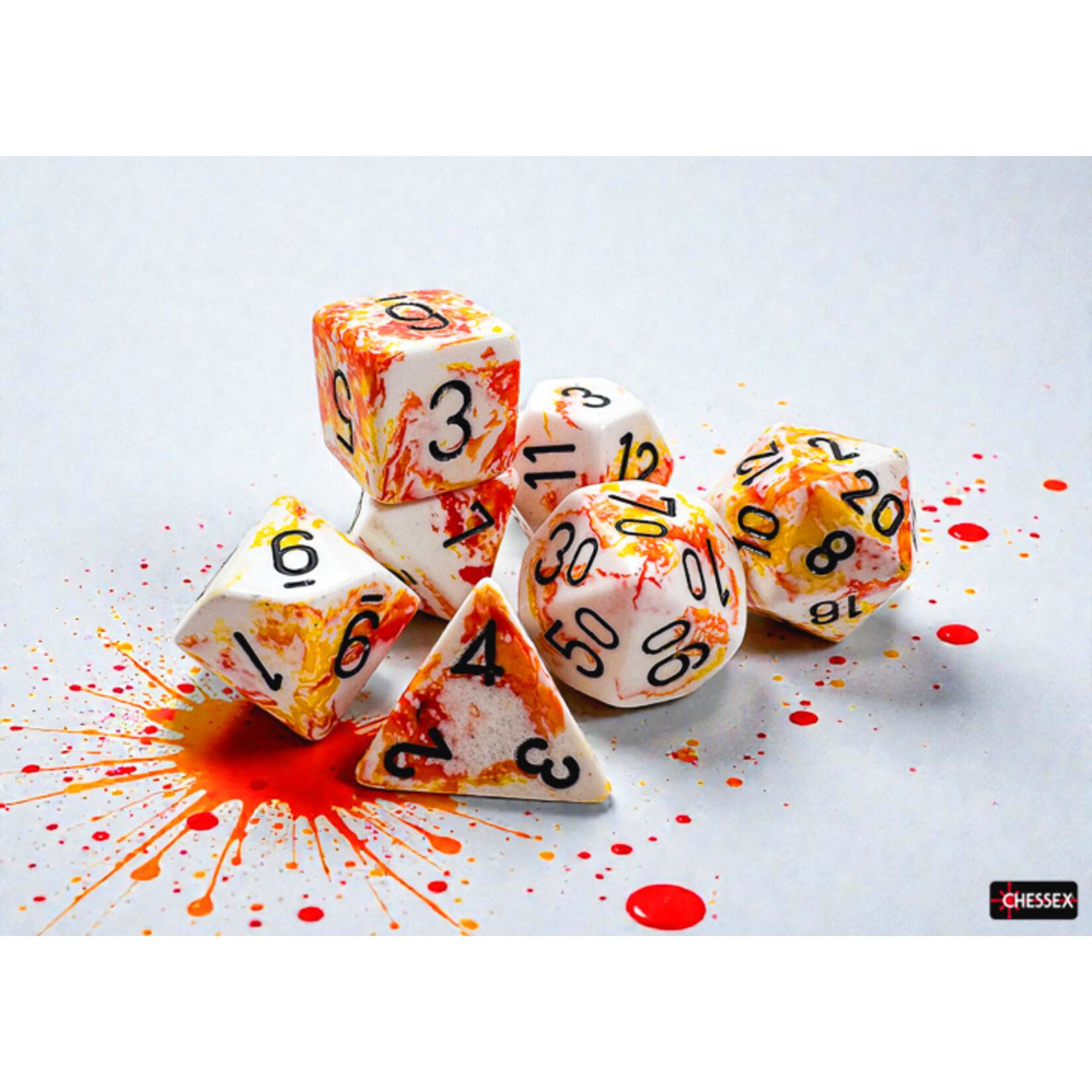 Chessex Chessex 7-Die set Brush - Sunrise/Black
