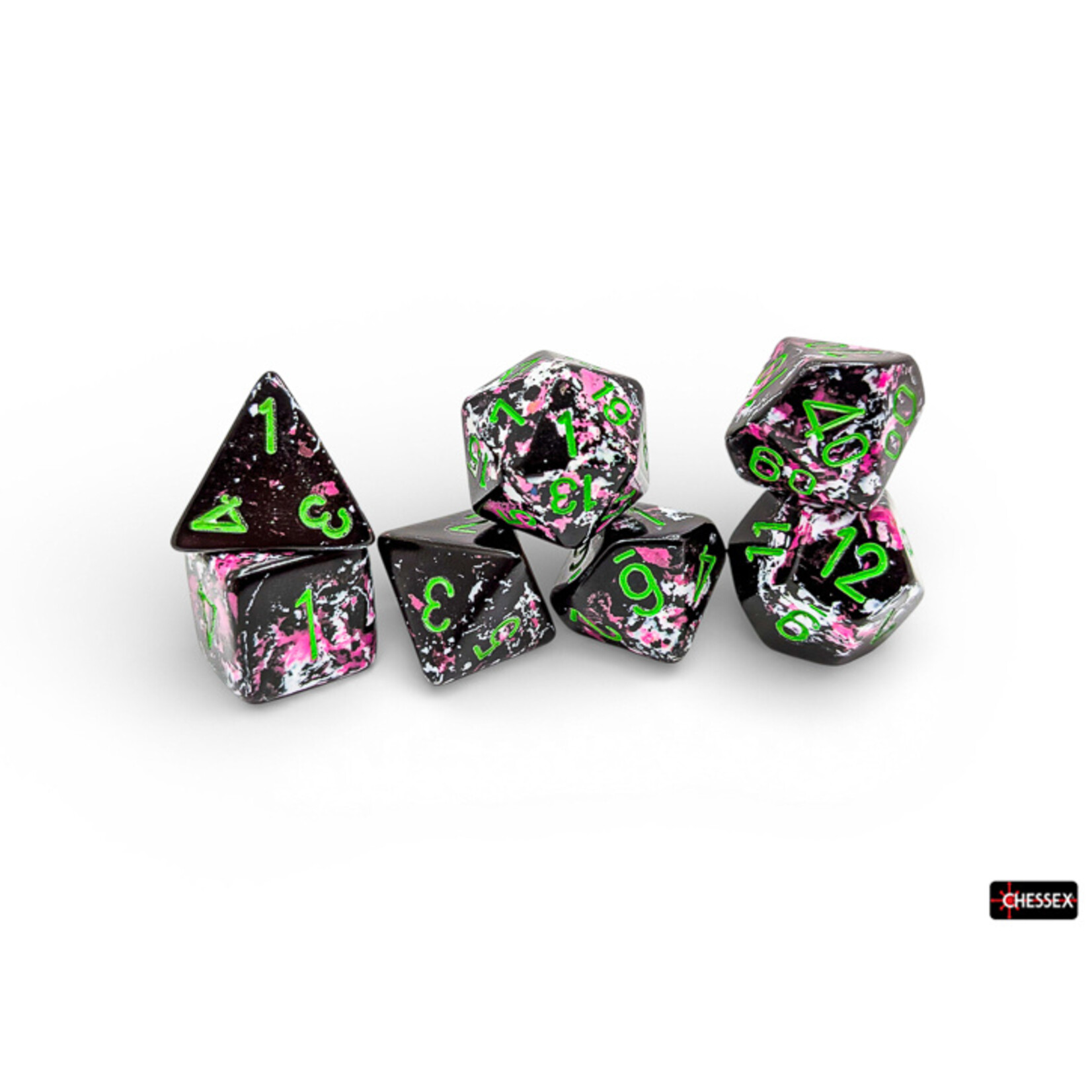 Chessex Chessex 7-Die set Brush - Paintball/Green