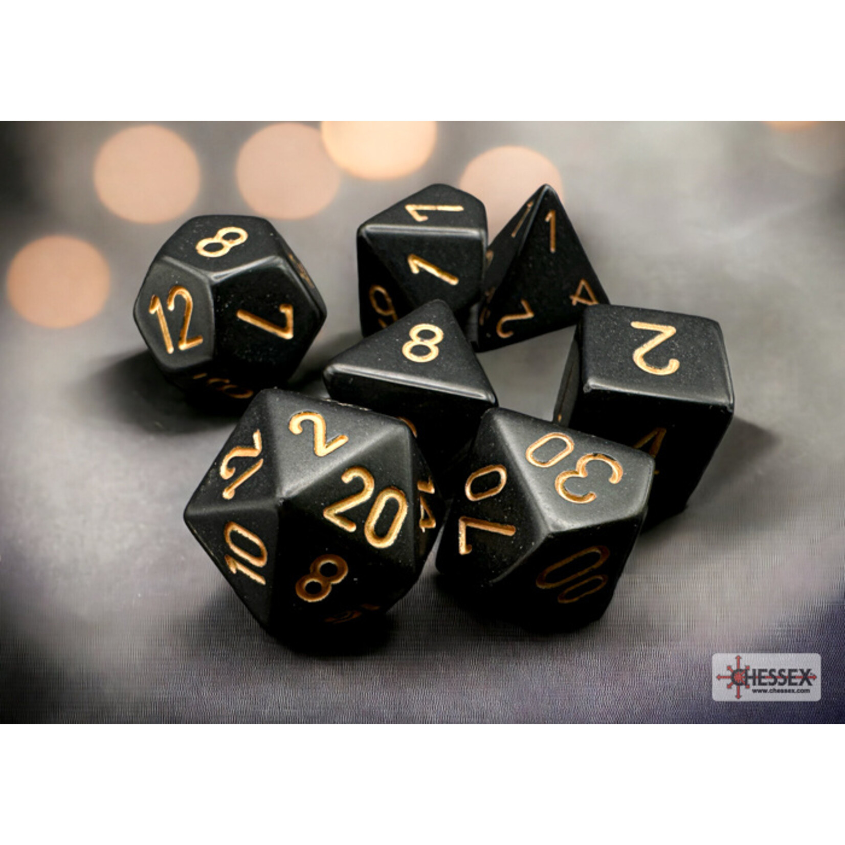 Chessex Chessex 7-Die set Opaque - Black/Gold **