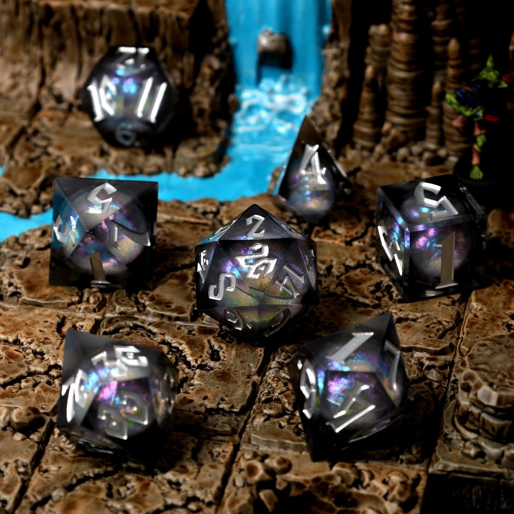 Glass Staff Crit Stones Liquid Core: Nebula Night